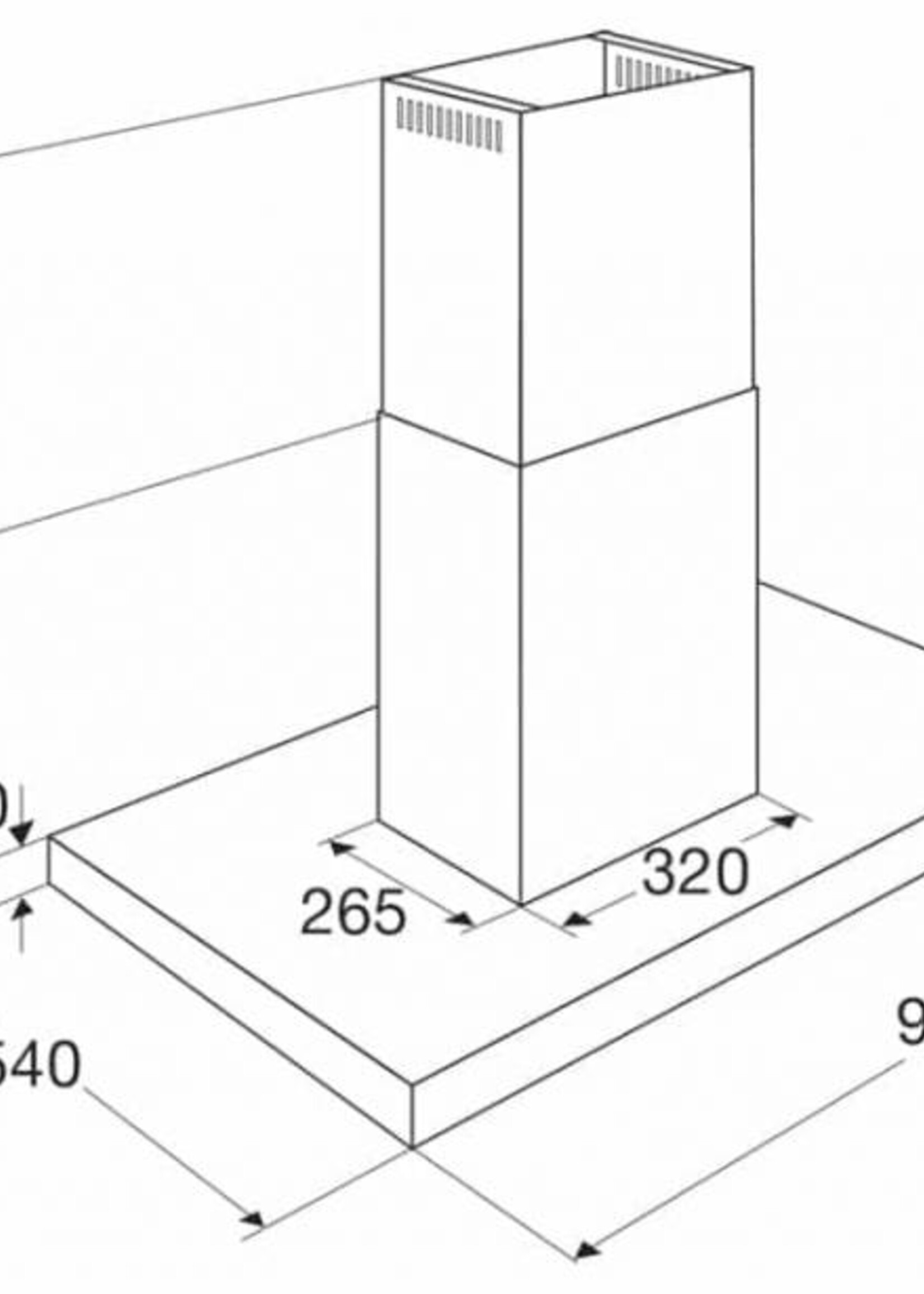 Pelgrim BKE951MAT eiland afzuigkap 90cm