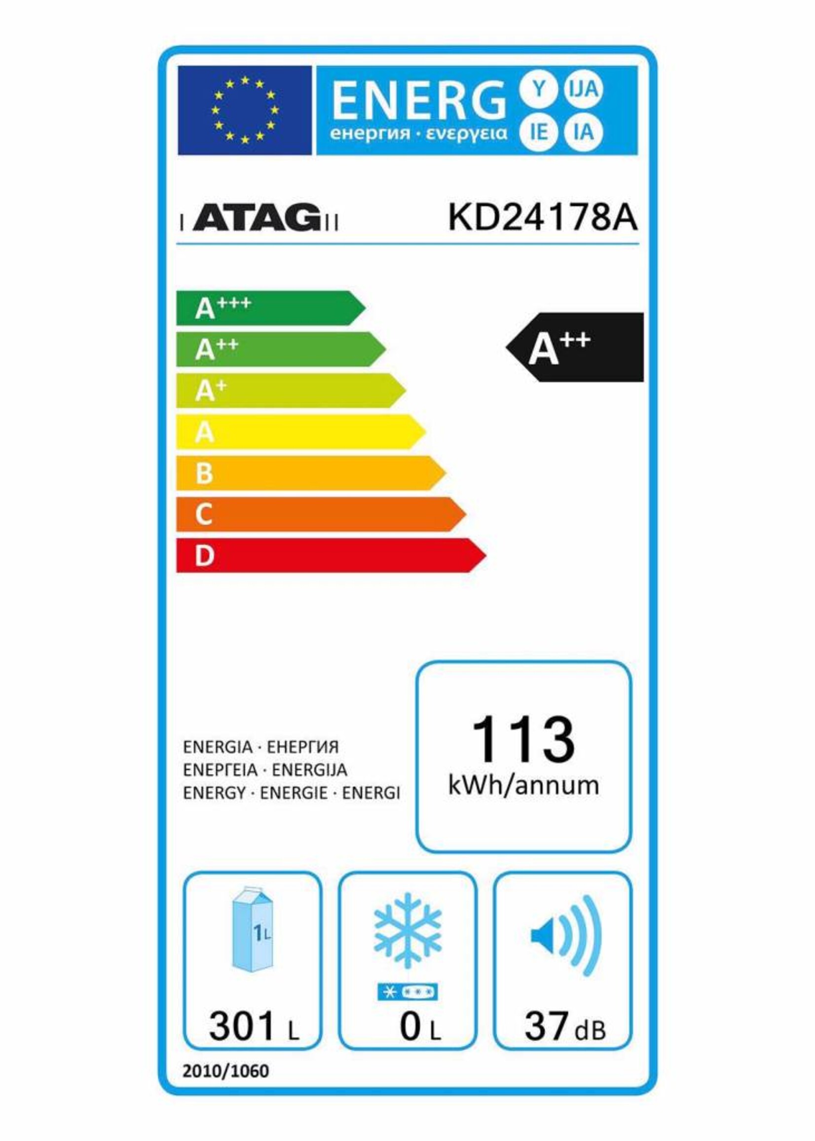 Atag KD24178A KD24178A koel- vriescombinatie