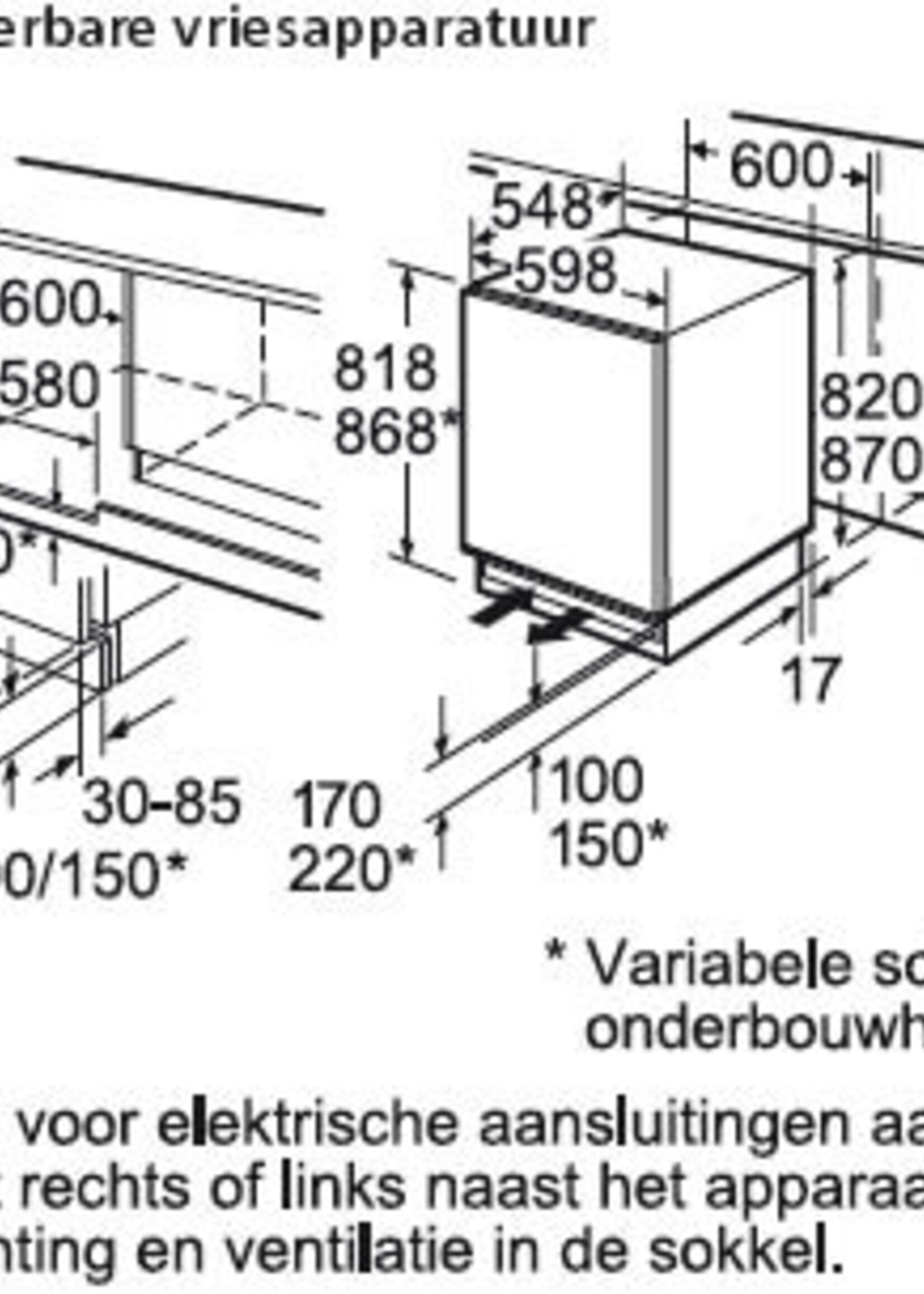 Siemens GU15DA55 onderbouw vrieskast