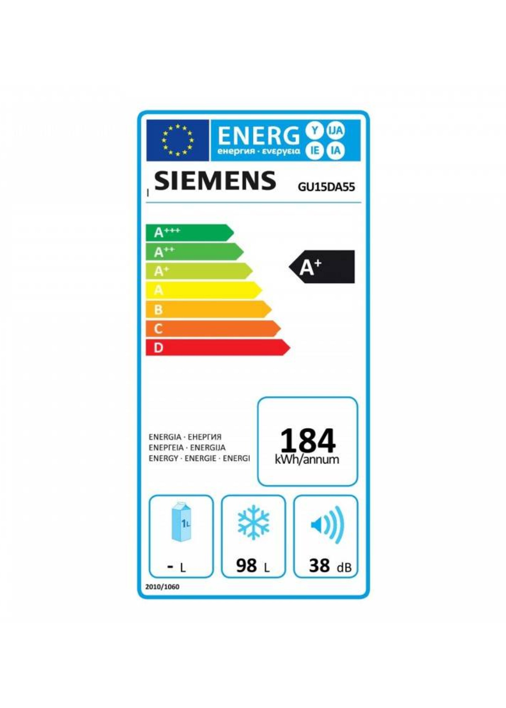 Siemens GU15DA55 onderbouw vrieskast