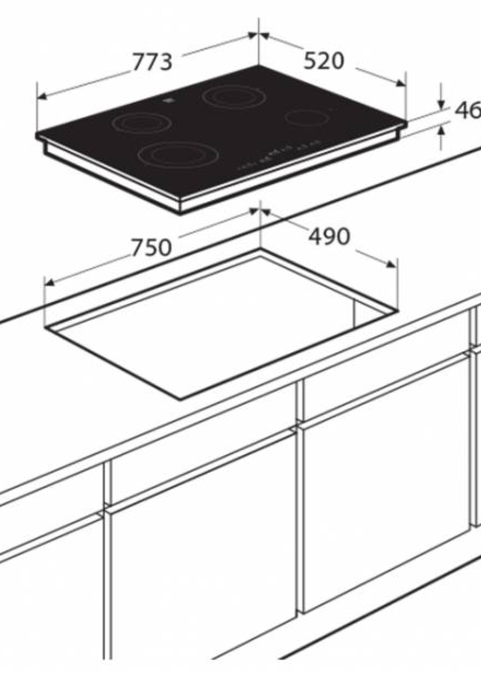 Pelgrim IDK883ONY Inductie kookplaat - 77 cm