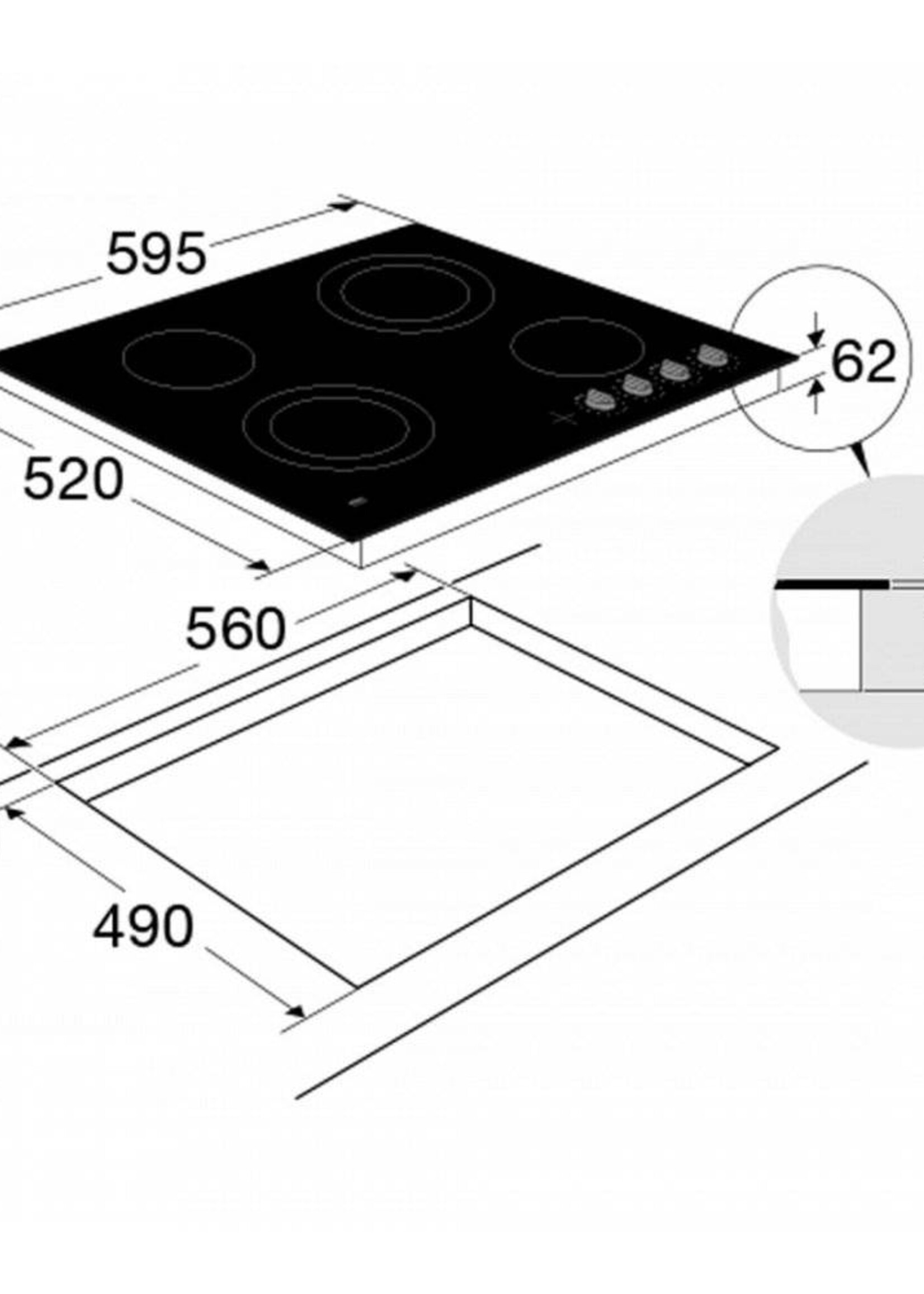 Atag HC6471B   keramische kookplaat