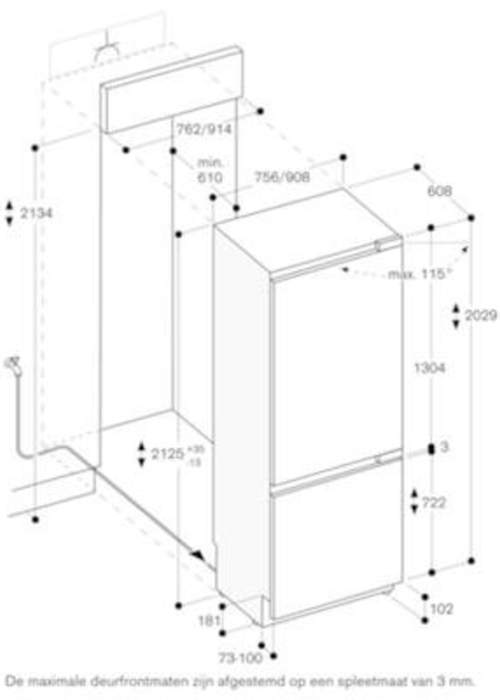 Gaggenau RB472304 400 serie  koel-vriescombinatie