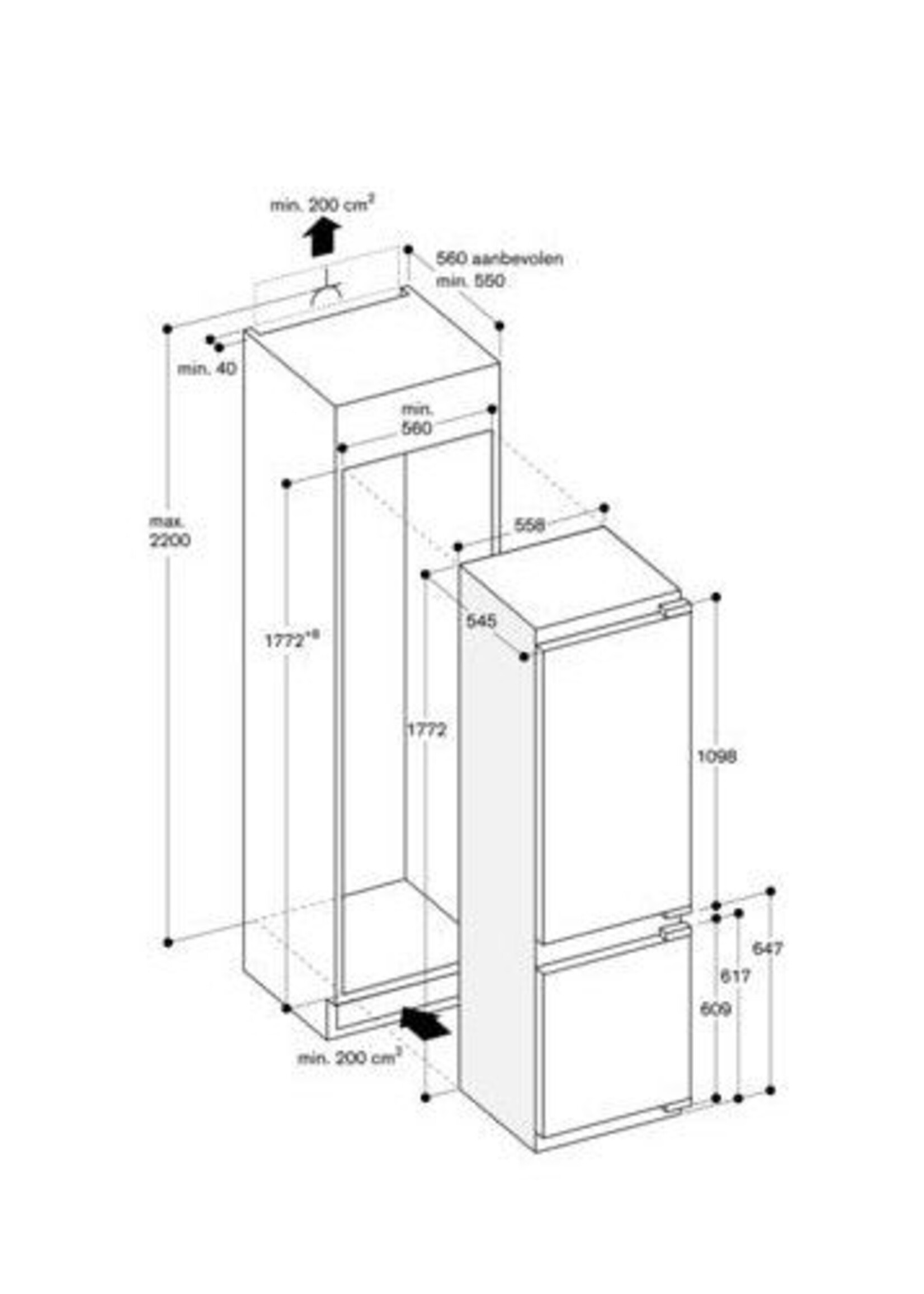 Gaggenau RT242203 200 serie inbouw koelkast