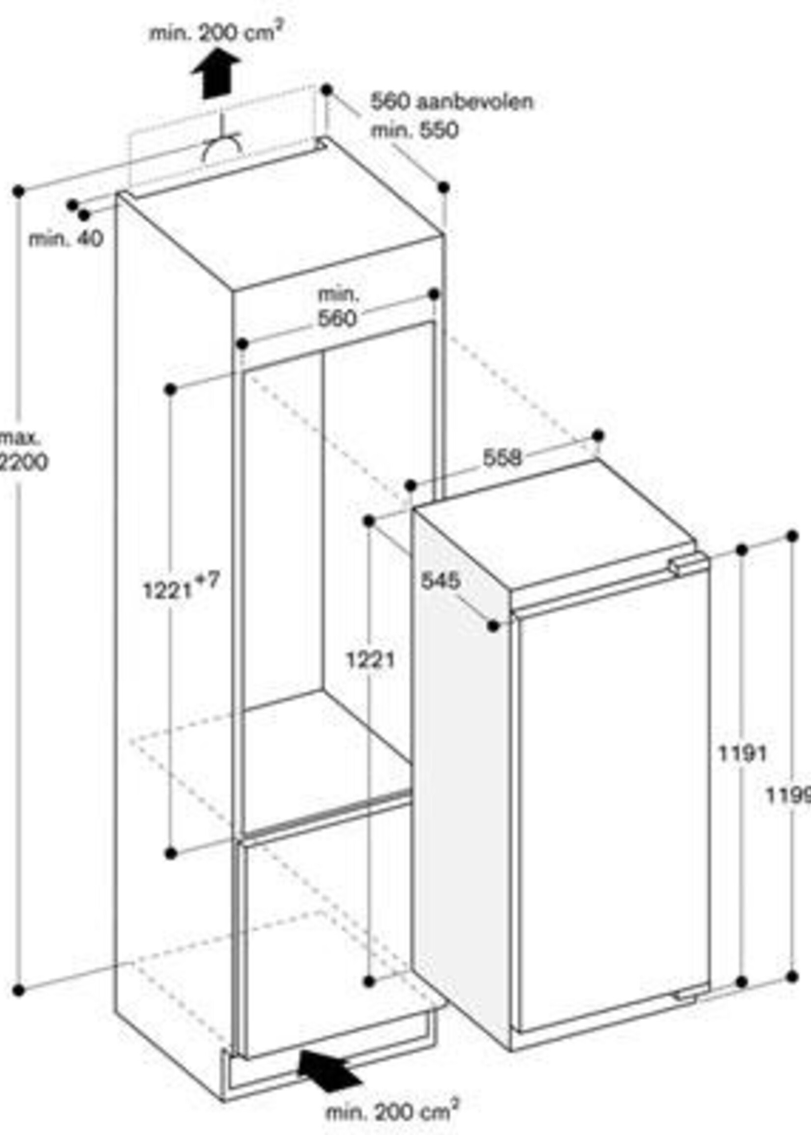 Gaggenau RT222203 200 serie inbouw koelkast