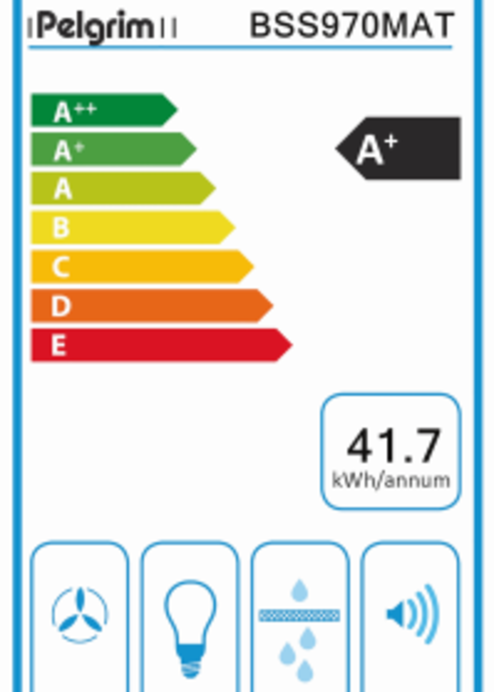Pelgrim BSS970MAT afzuigkap 90cm