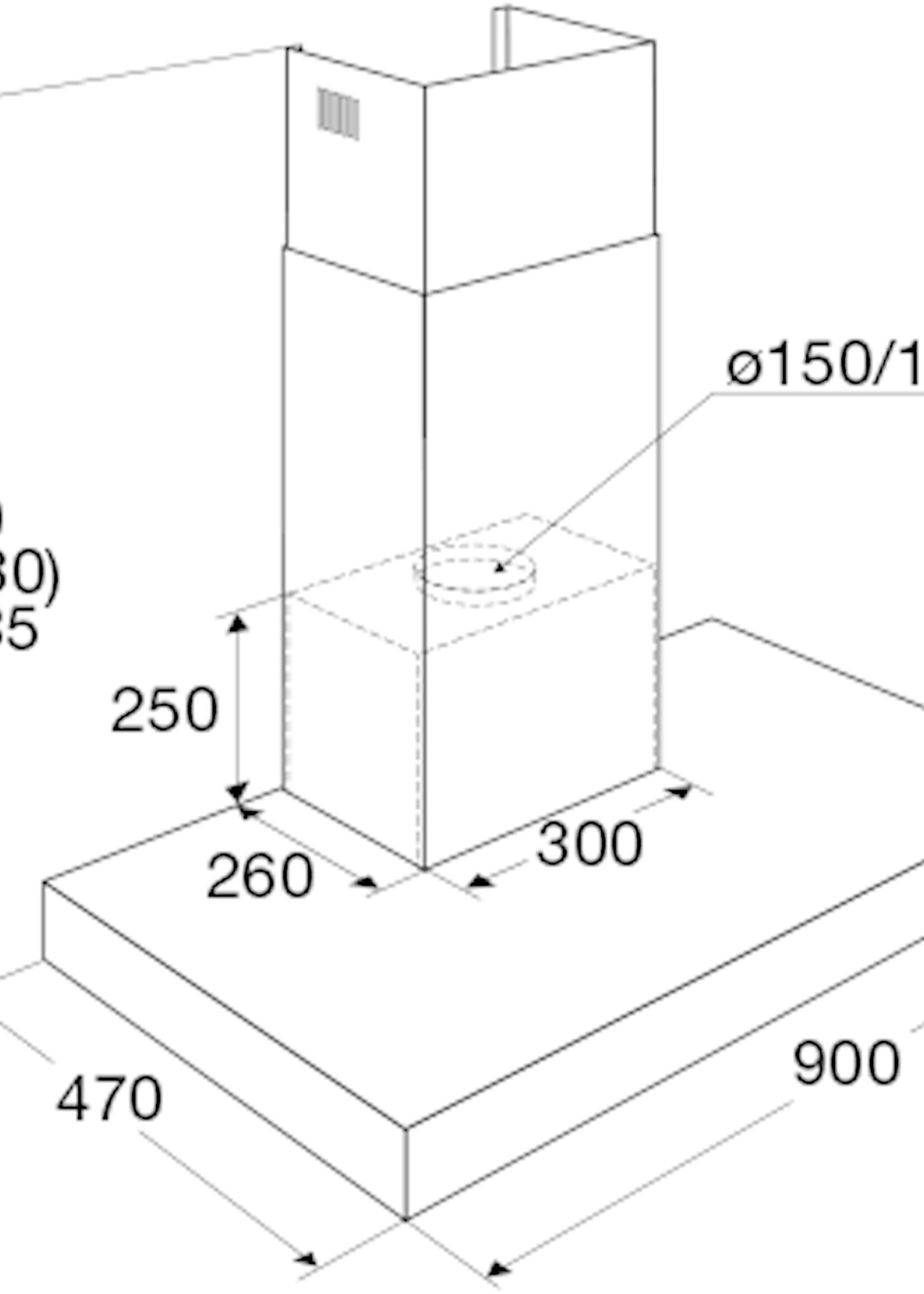 Pelgrim BSS970MAT afzuigkap 90cm