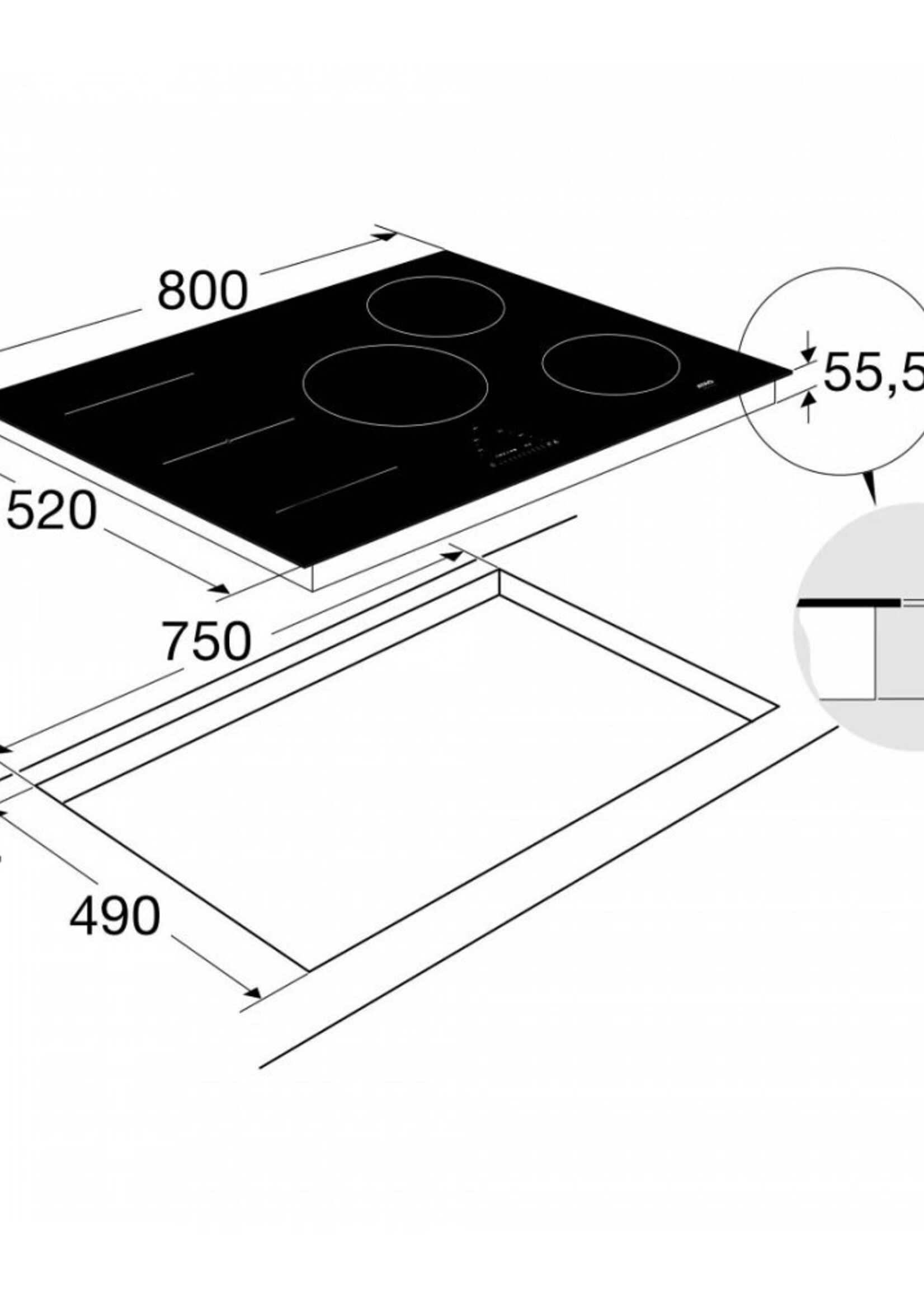 Atag HI08571EV inductie kookplaat - 80 cm