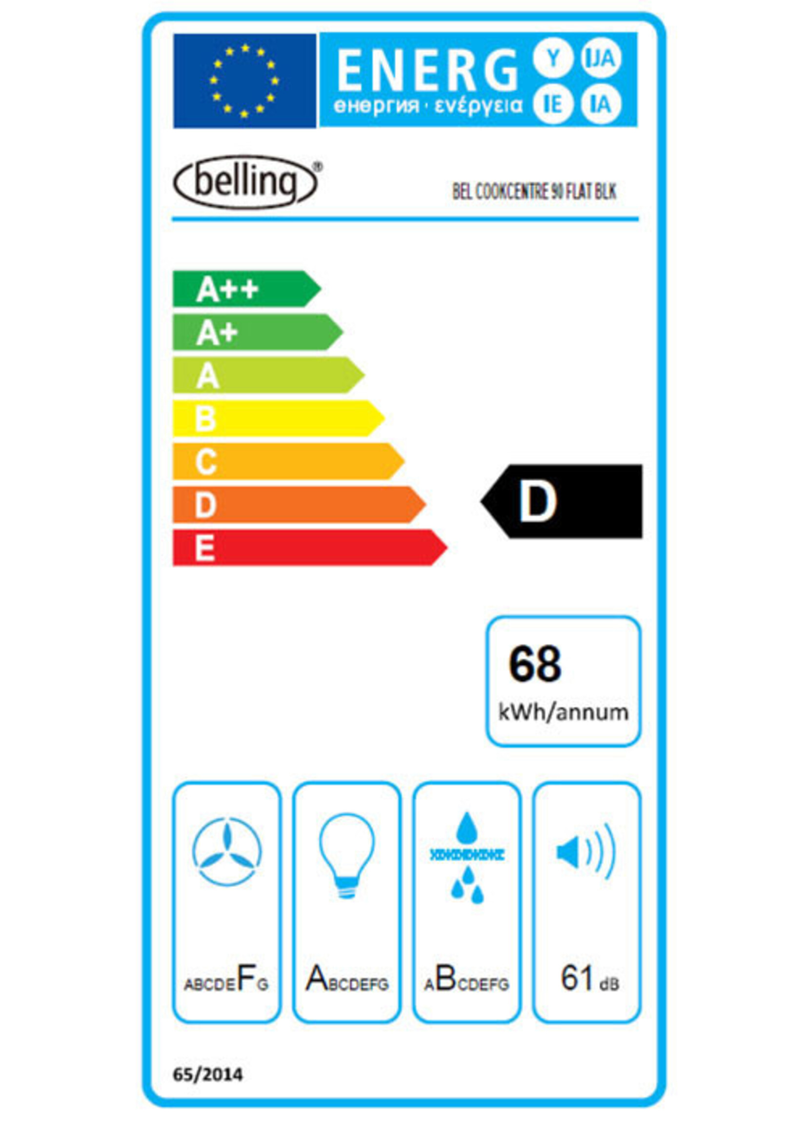 Belling Cookcentre 90 Flat zwart afzuigkap