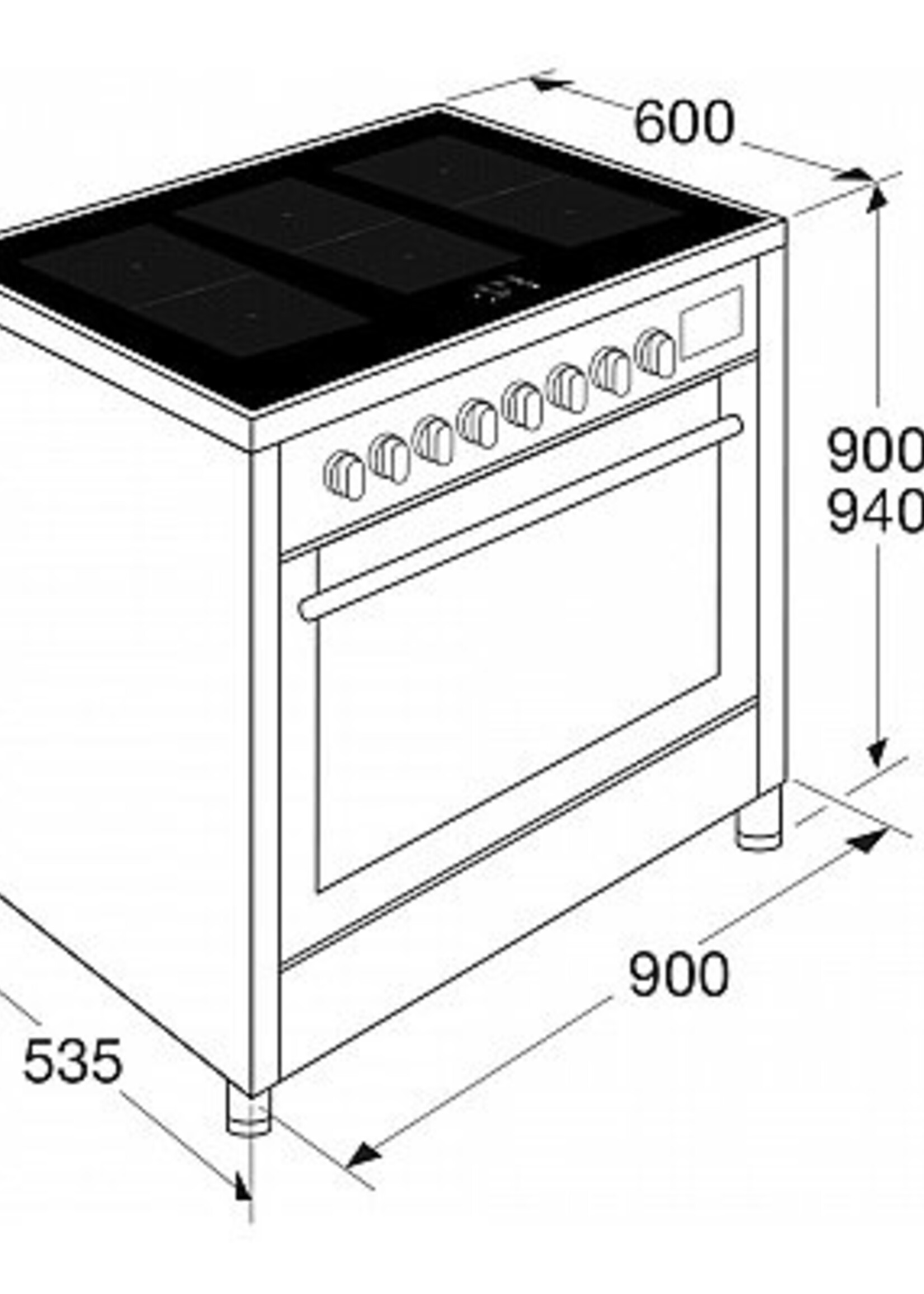 Pelgrim IF960RVS Inductie fornuis