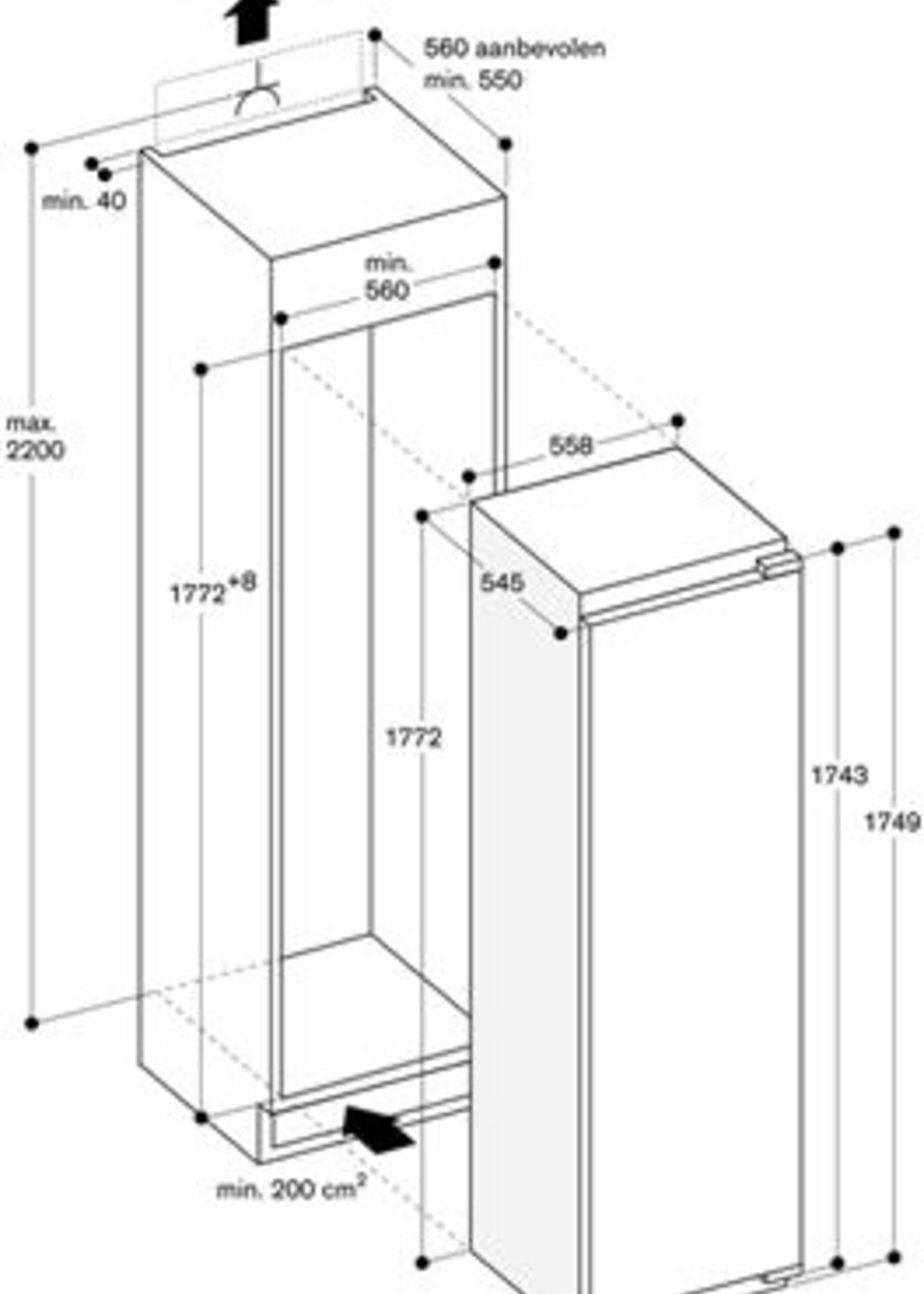 Gaggenau RT282305  Inbouw koel/vries combinatie