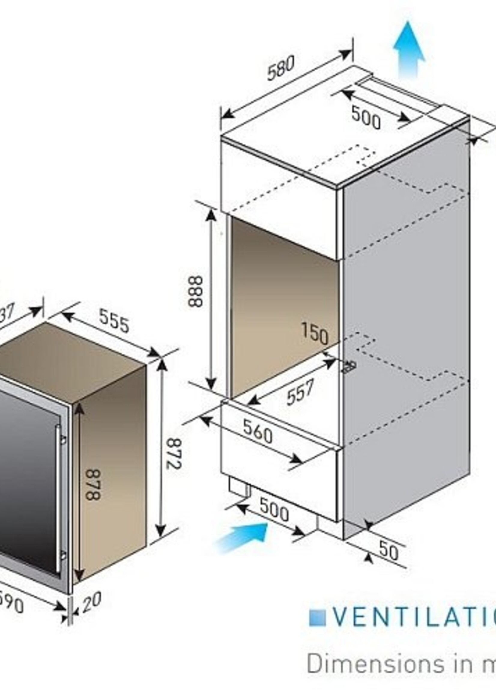 LE CHAI LB555 inbouw wijnkoelkast
