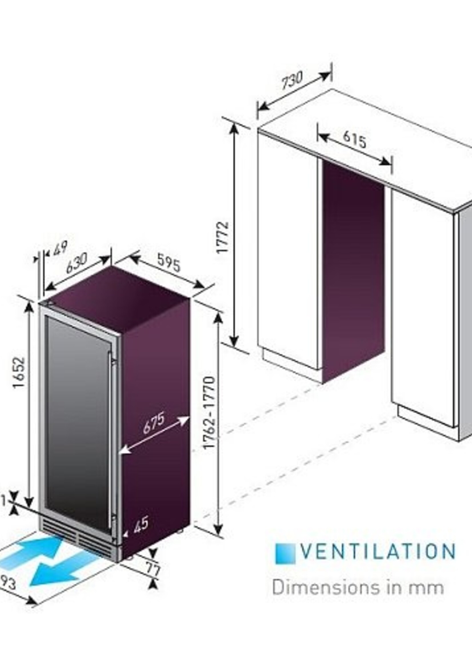 LE CHAI LB1540 inbouw wijnkoelkast