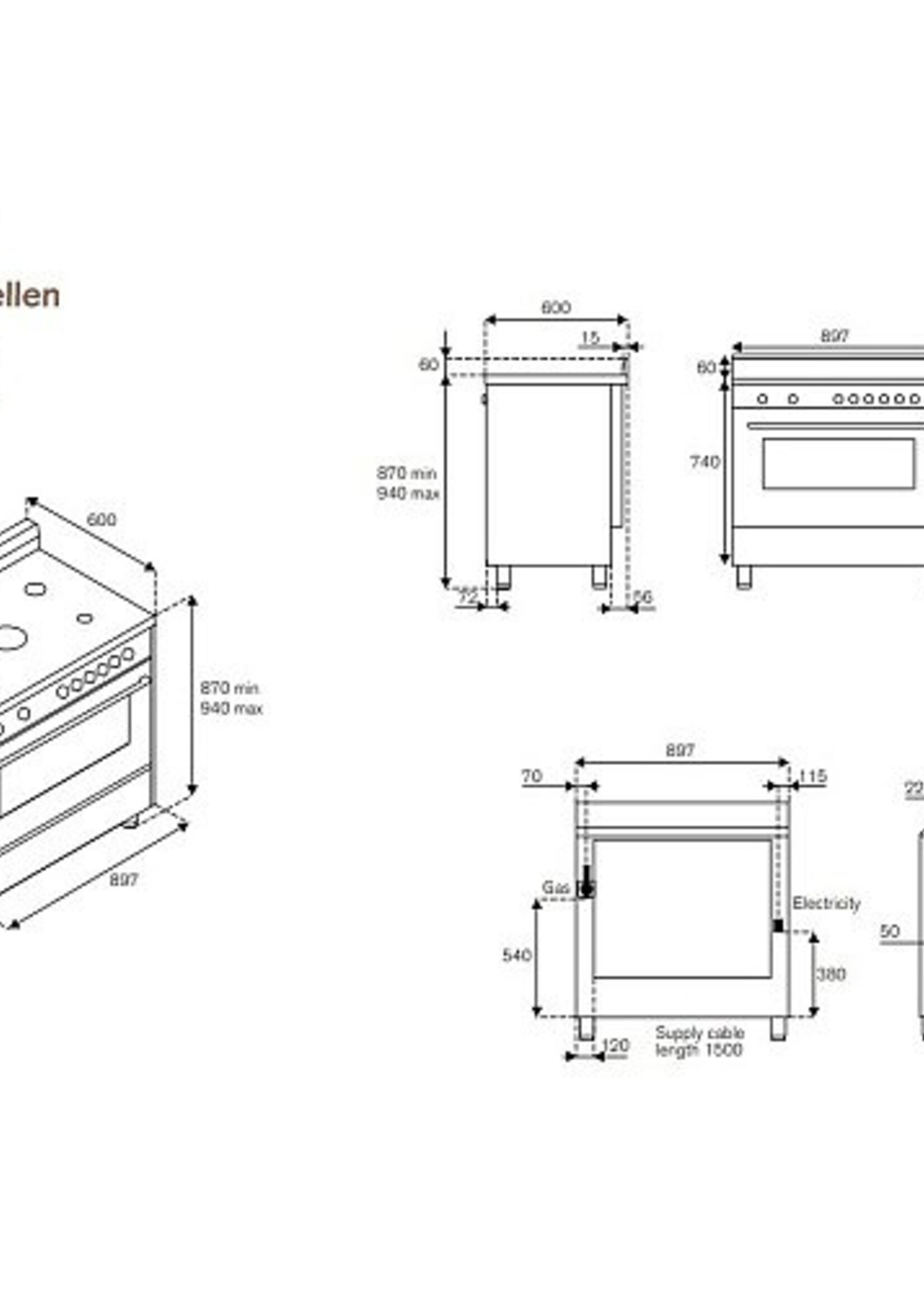 Bertazzoni AMS95C61CXU19 fornuis 90 cm