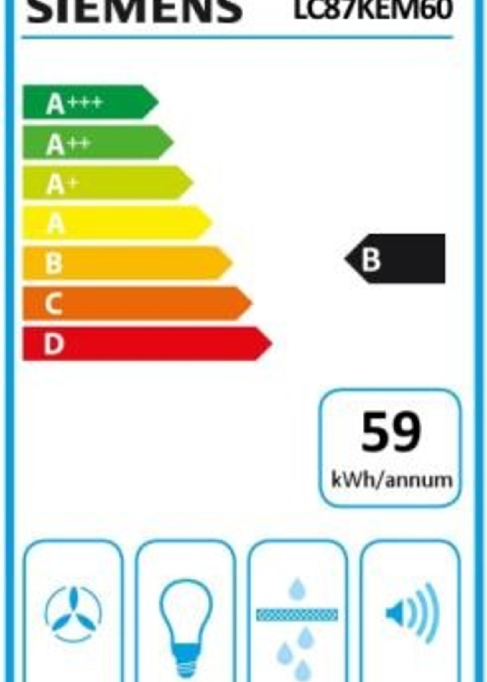 Siemens LC87KEM60 wandschouw afzuigkap 80 cm