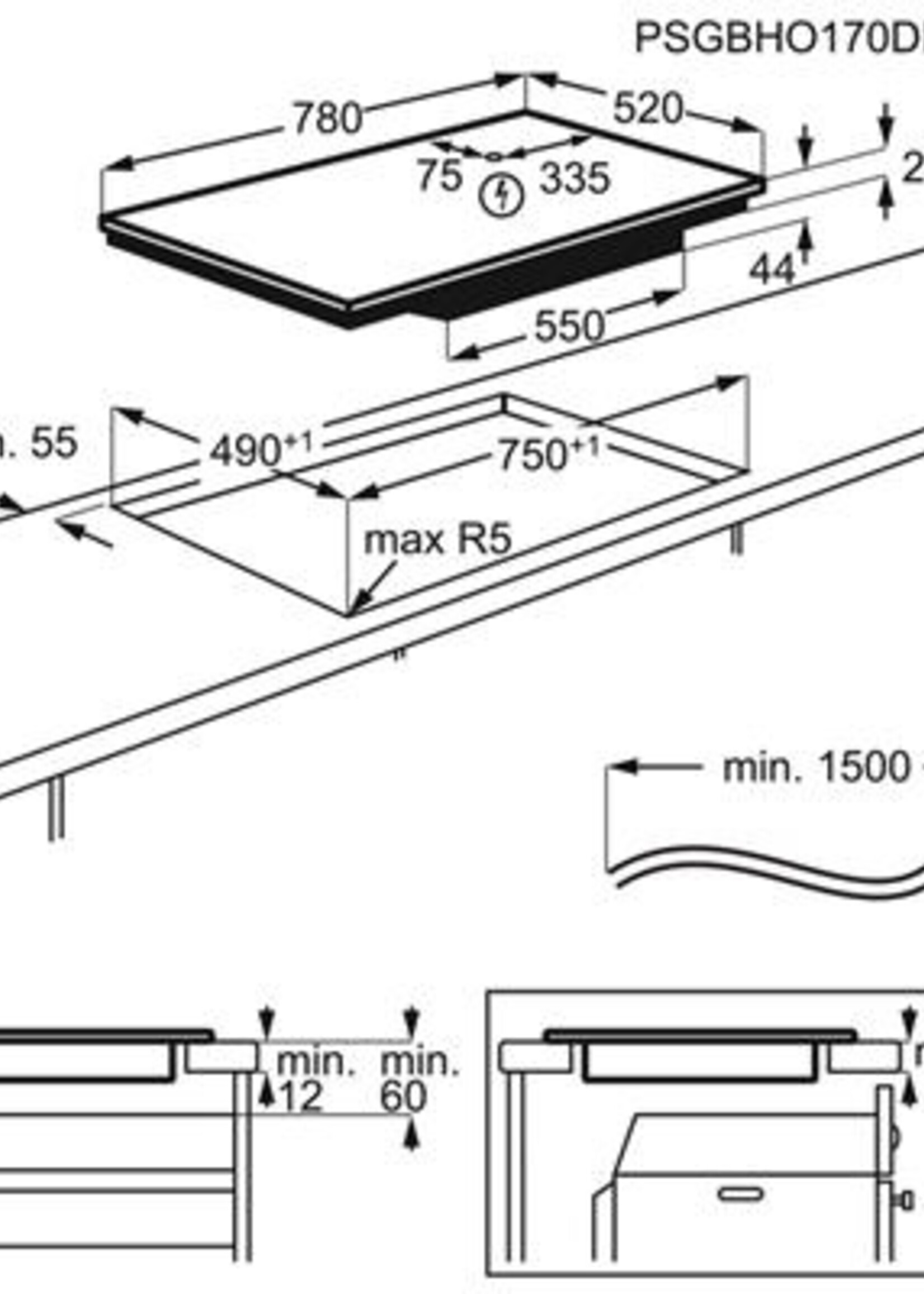 AEG IAE84851FB inductie kookplaat - 80 cm