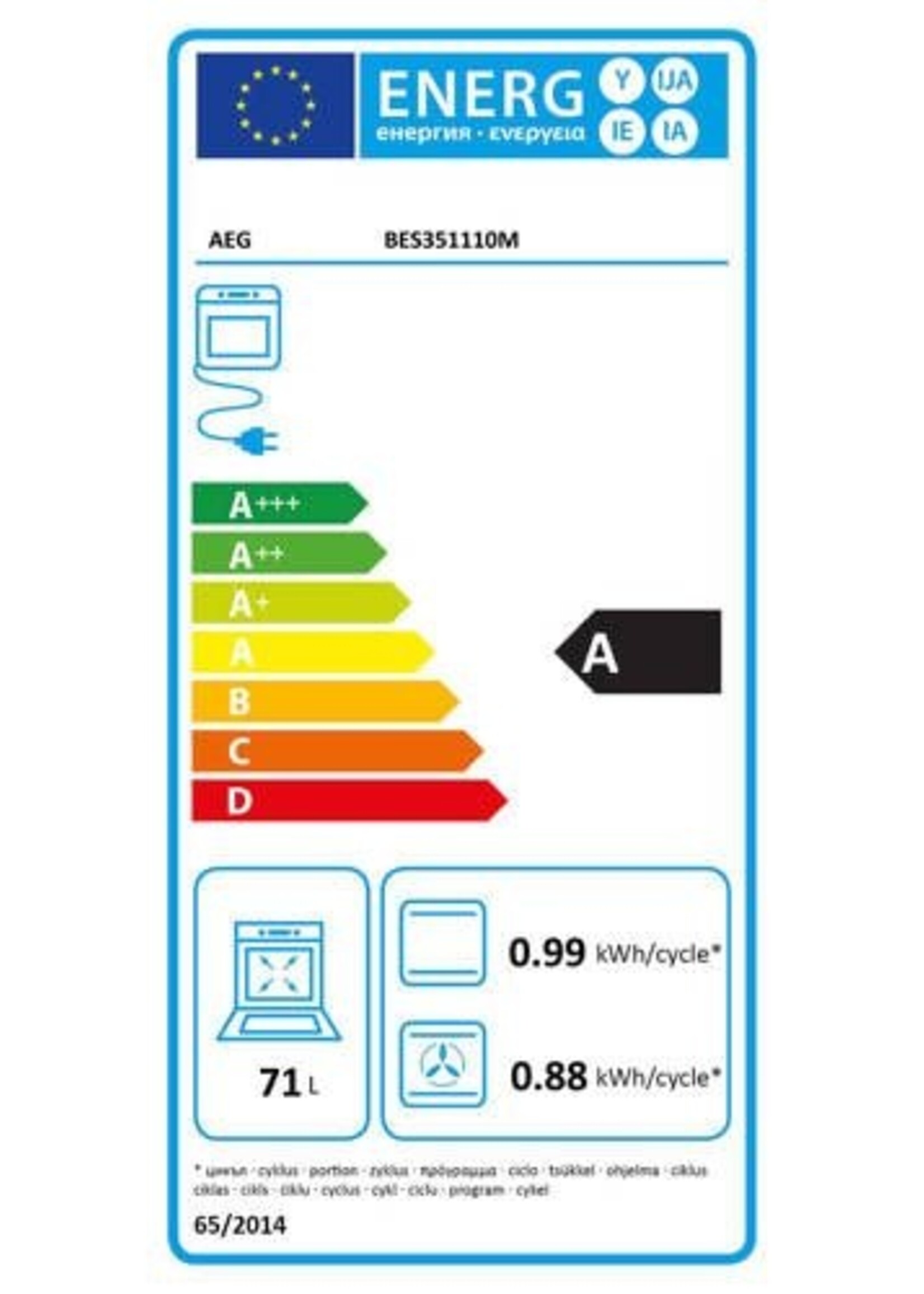 AEG BES351110M oven 60 cm