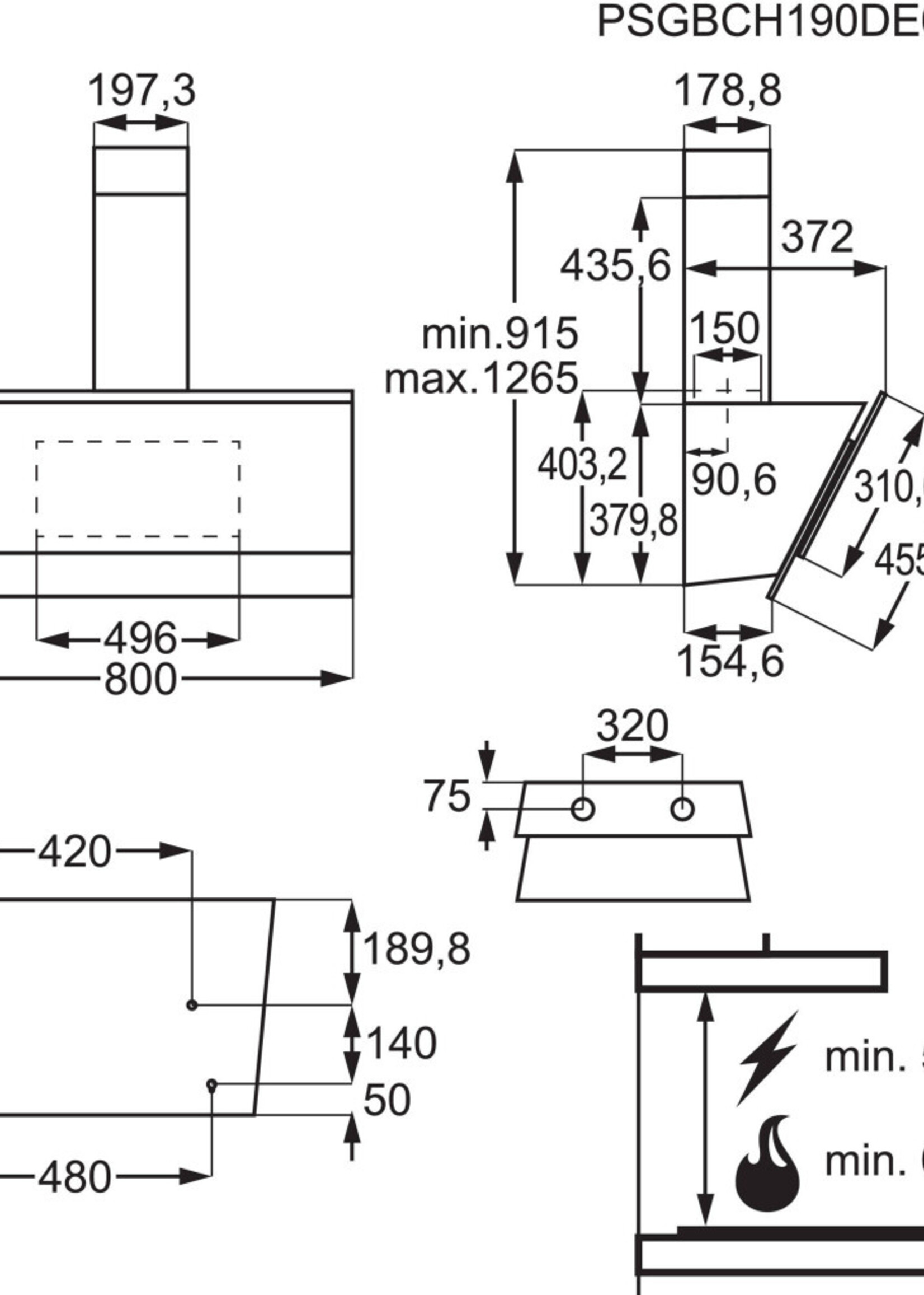 AEG DVB5860B wandschouw afzuigkap 80 cm