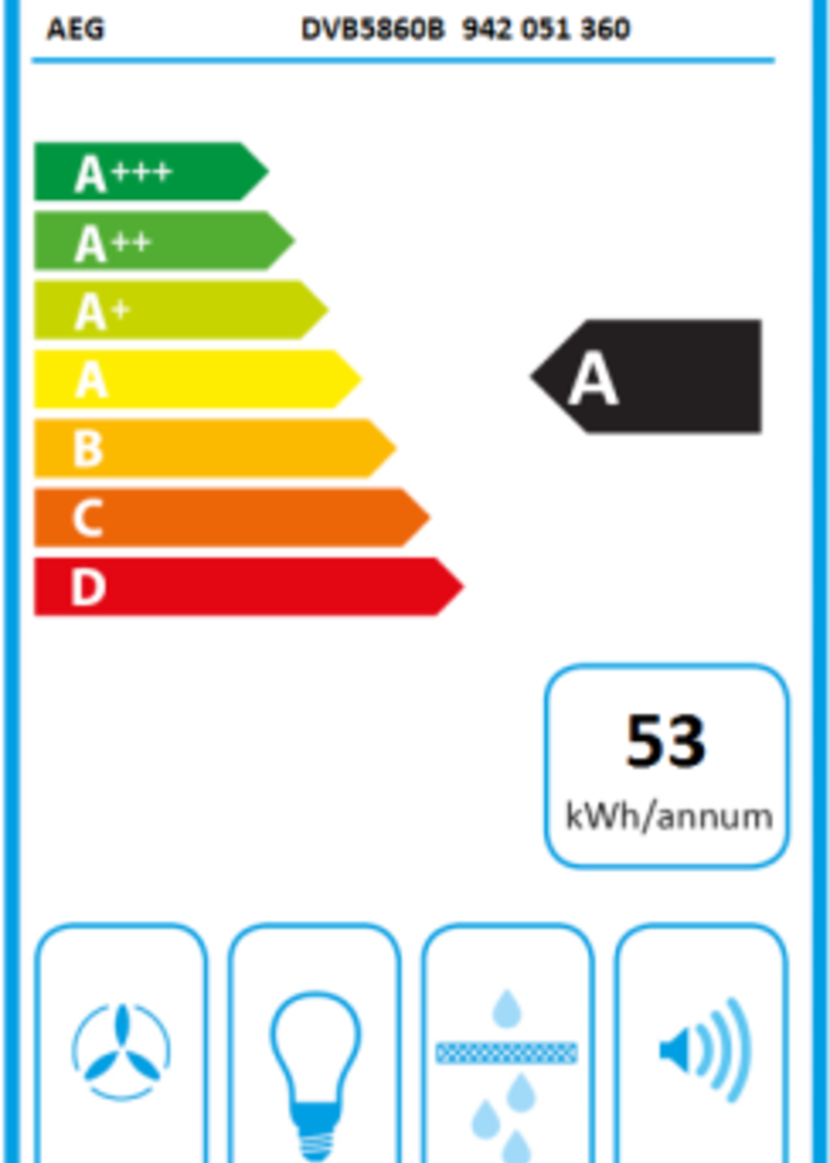 AEG DVB5860B wandschouw afzuigkap 80 cm