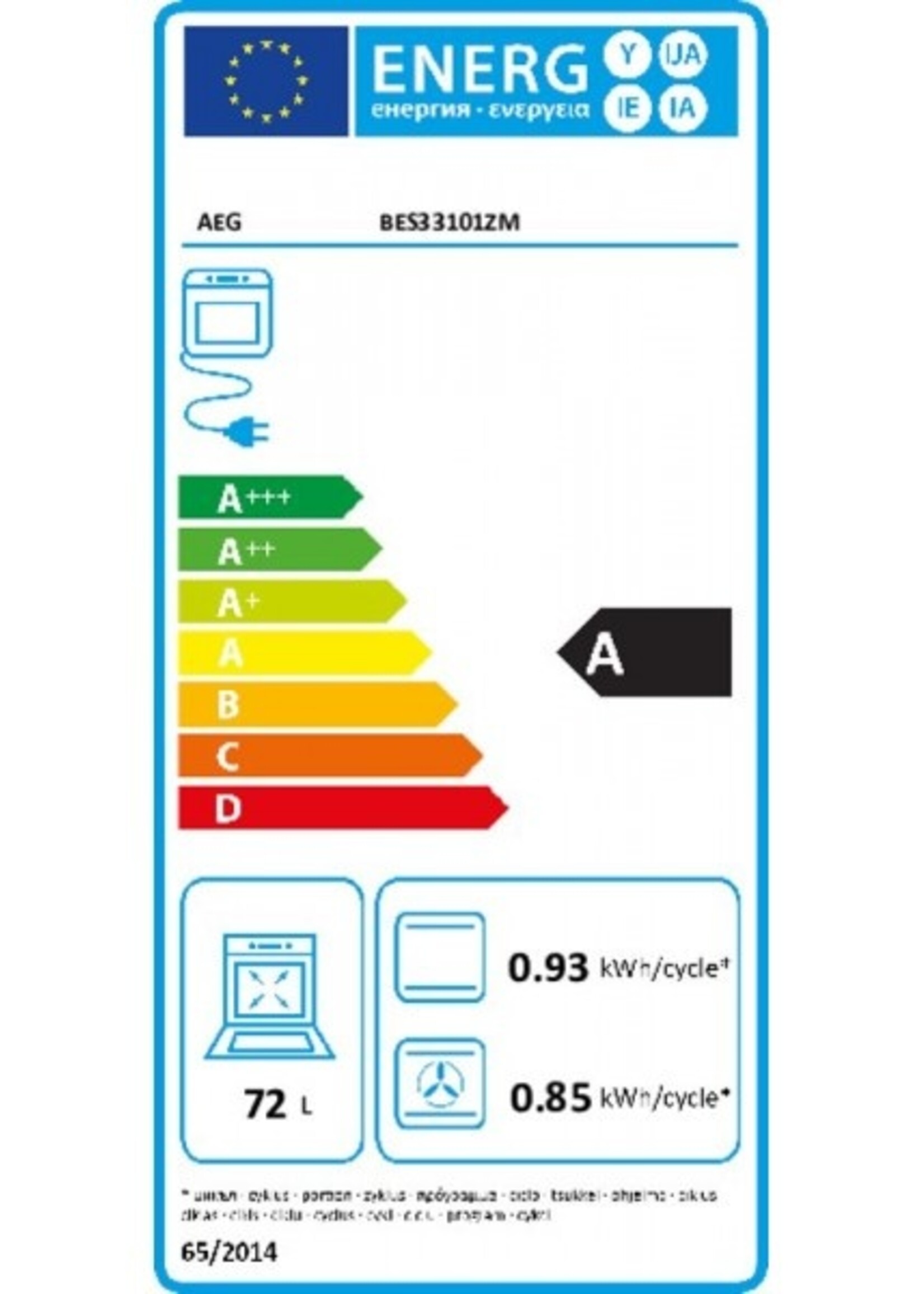 AEG BES33101ZM oven 60 cm