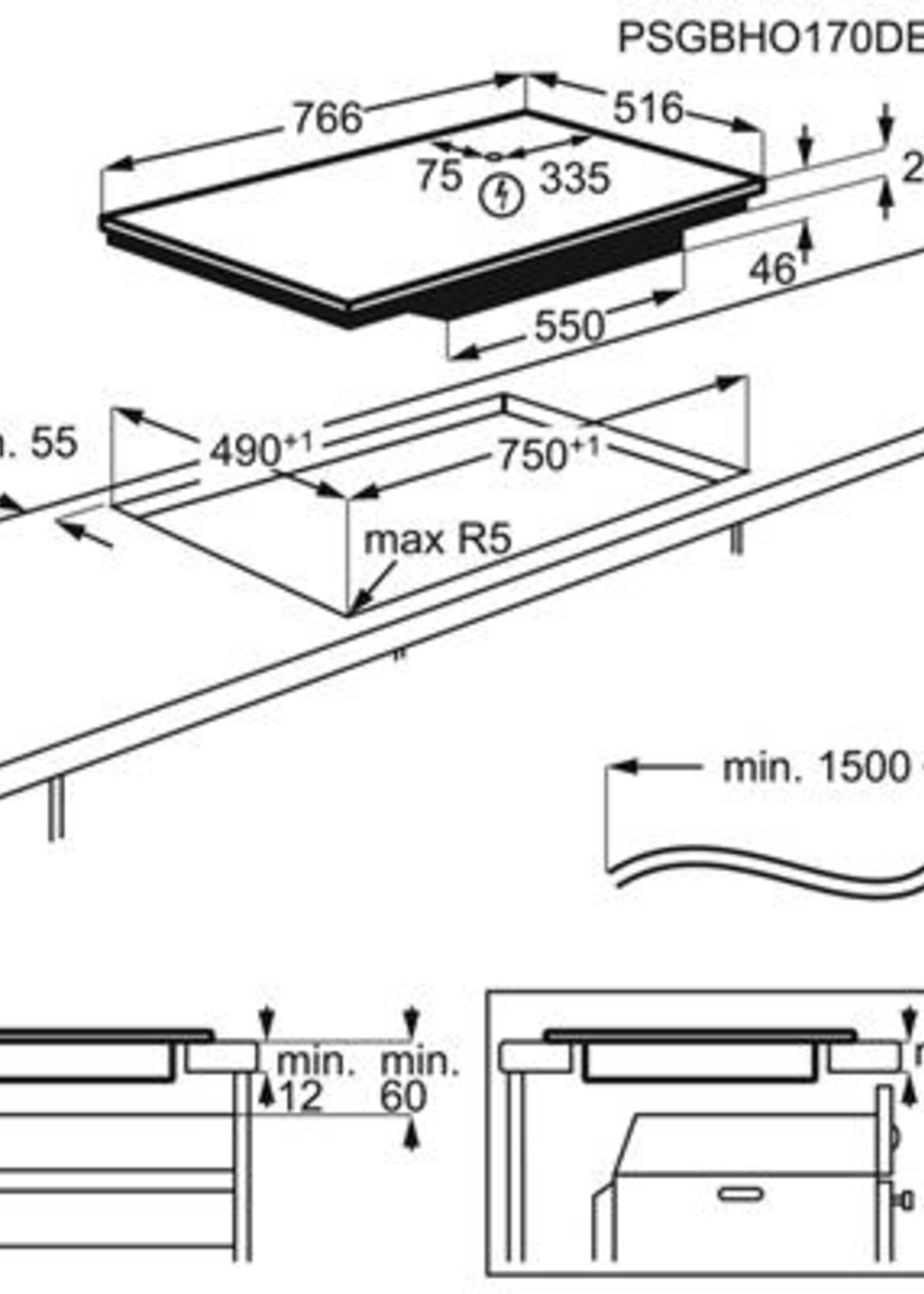 AEG IAE84845XB inductie kookplaat - 80 cm