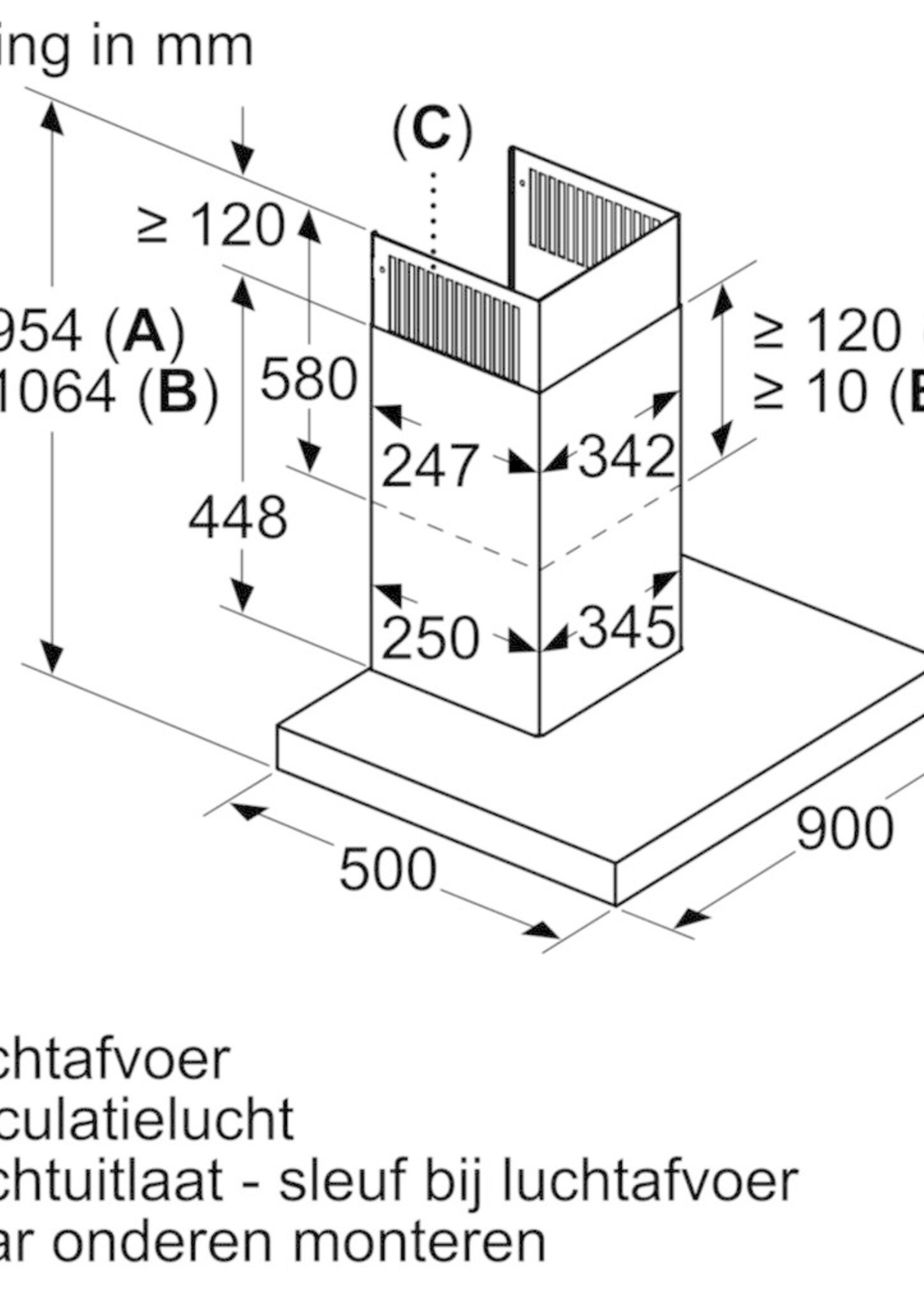 Siemens LC97BHP55 studioLine wandschouwkap afzuigkap 90 cm