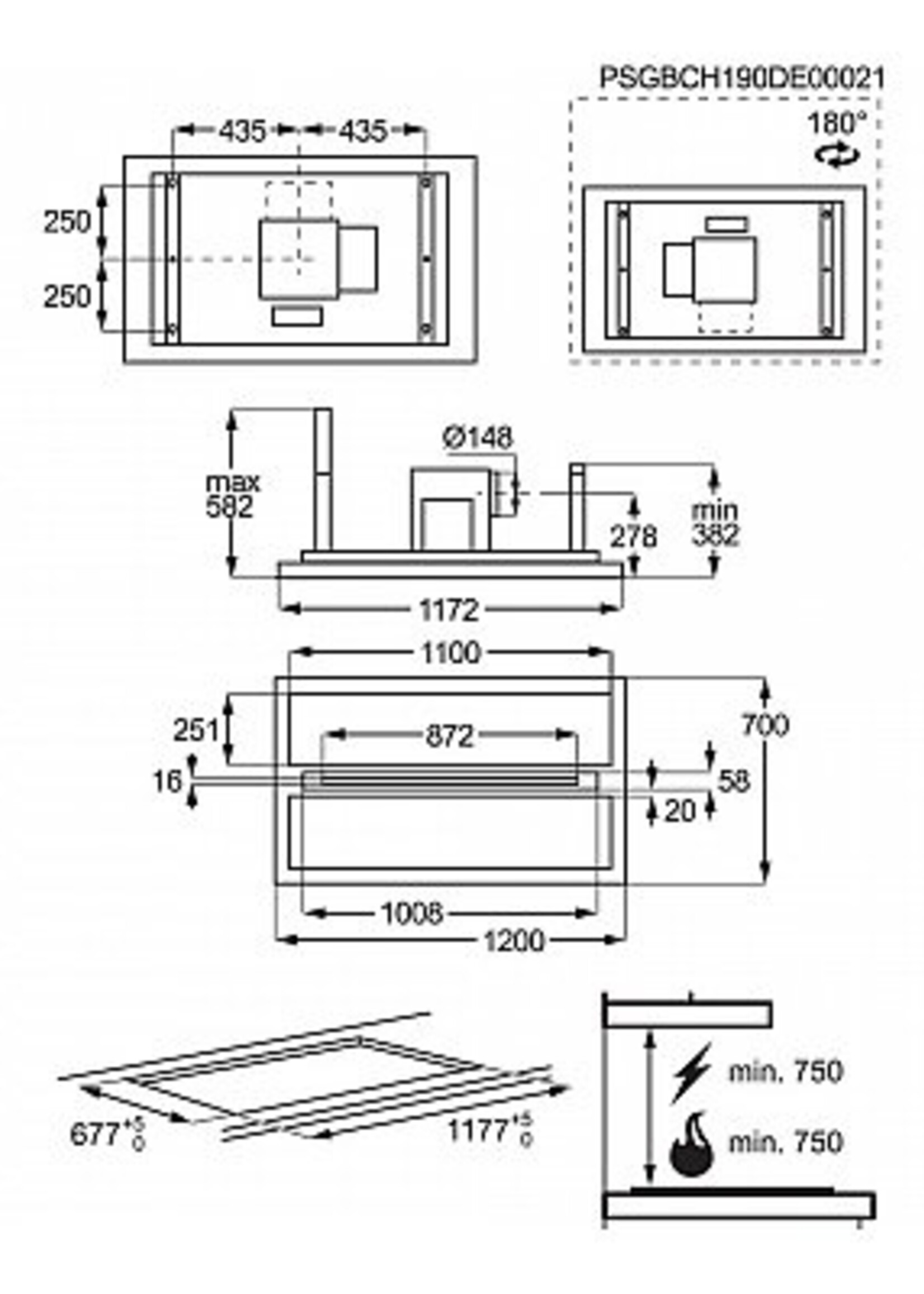 AEG DCE5260HM plafondafzuigkap 120 cm