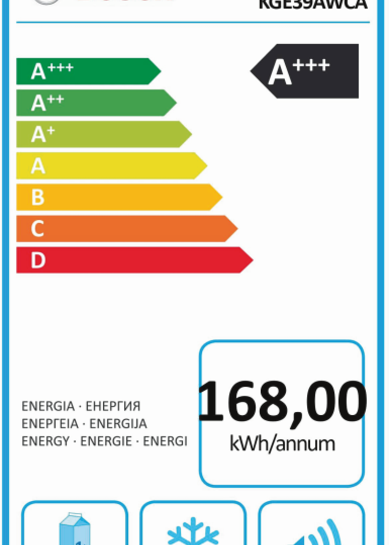 Bosch KGE39AWCA vrijstaande koel/vriescombinatie