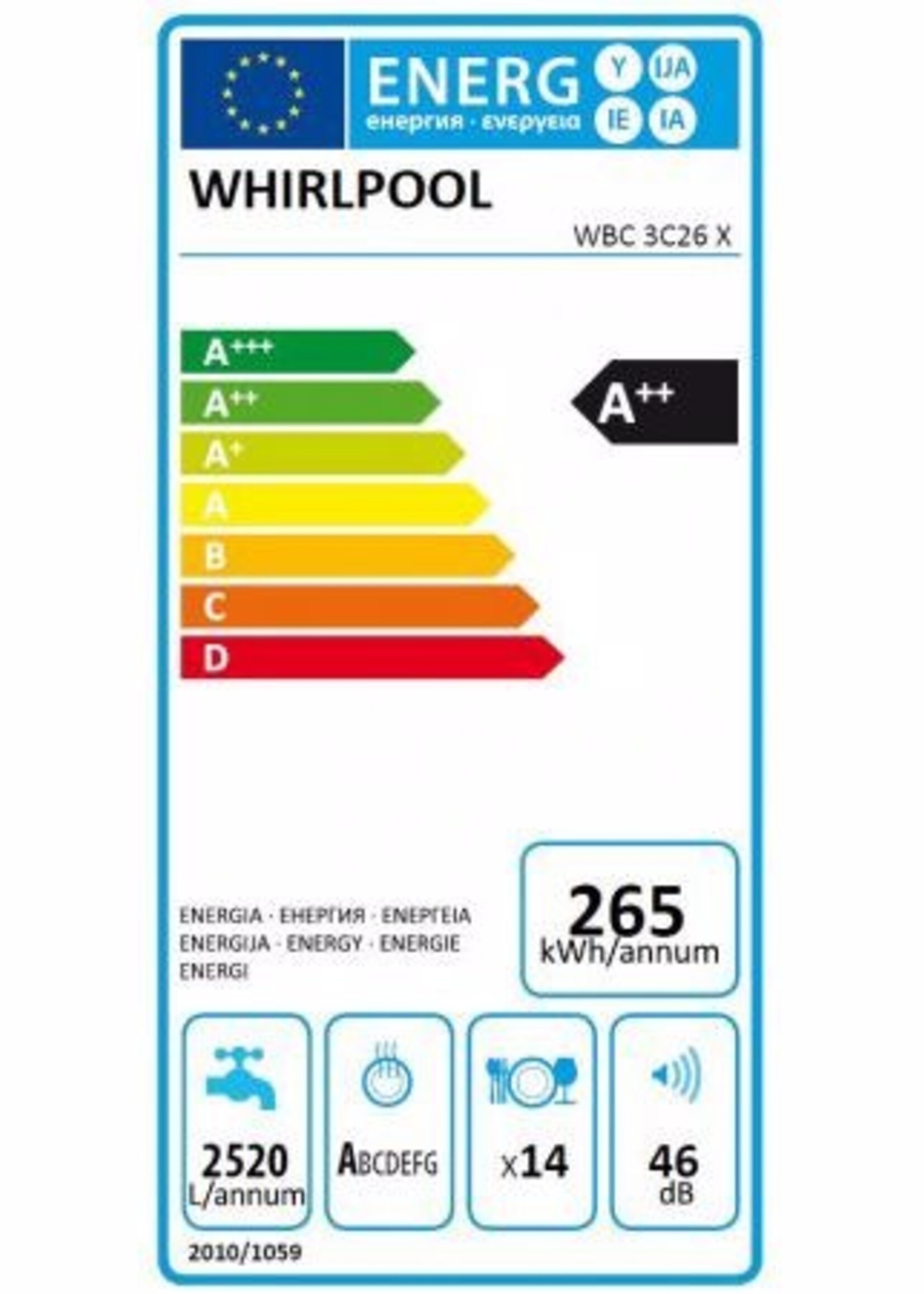 Whirlpool WBC3C26X vaatwasser