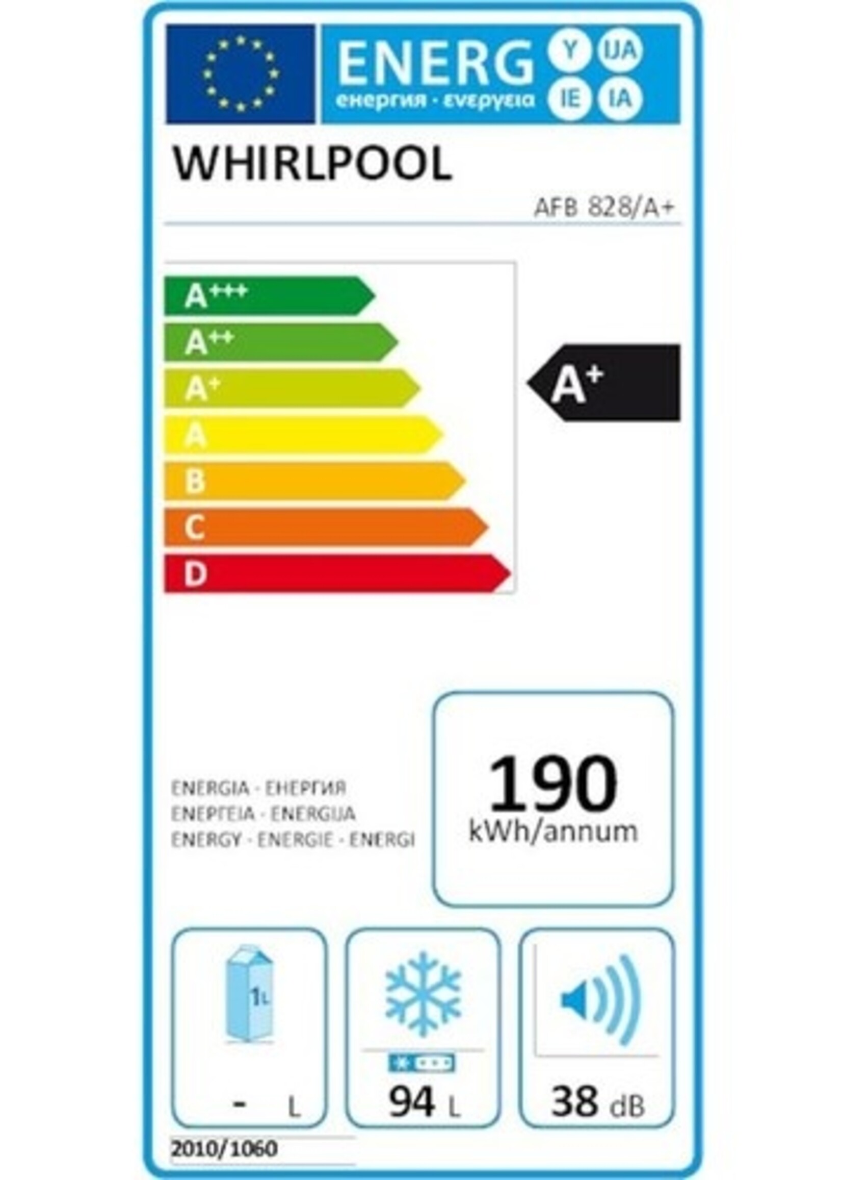 Whirlpool AFB8281 Inbouw vriezer