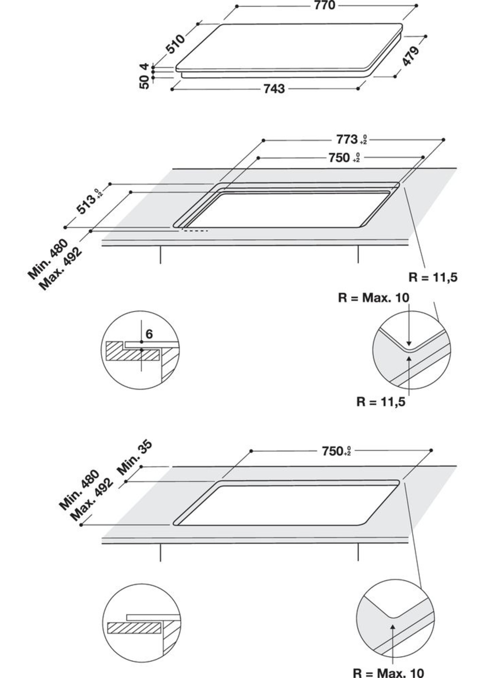 Whirlpool WLS3777NE Inductiekookplaat - 77 cm
