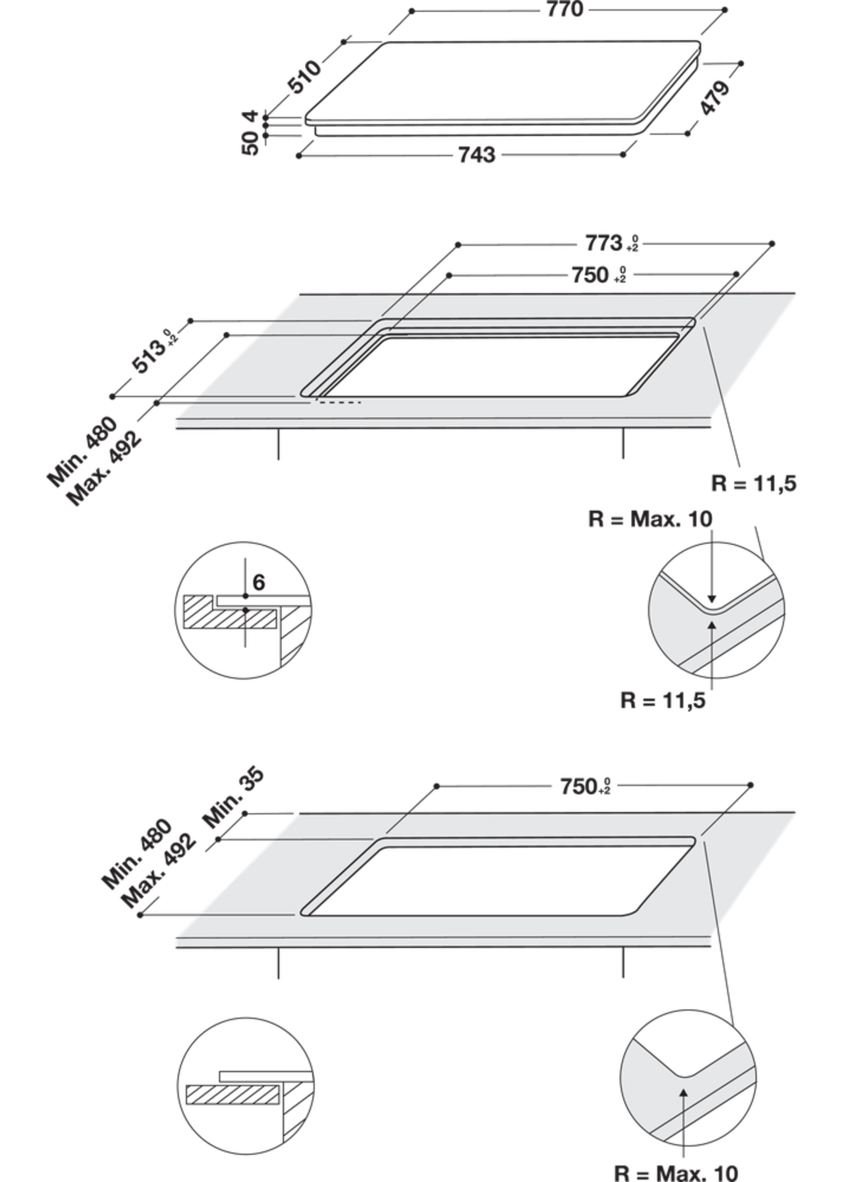 Whirlpool WB B4877 NE  Inductiekookplaat - 77 cm