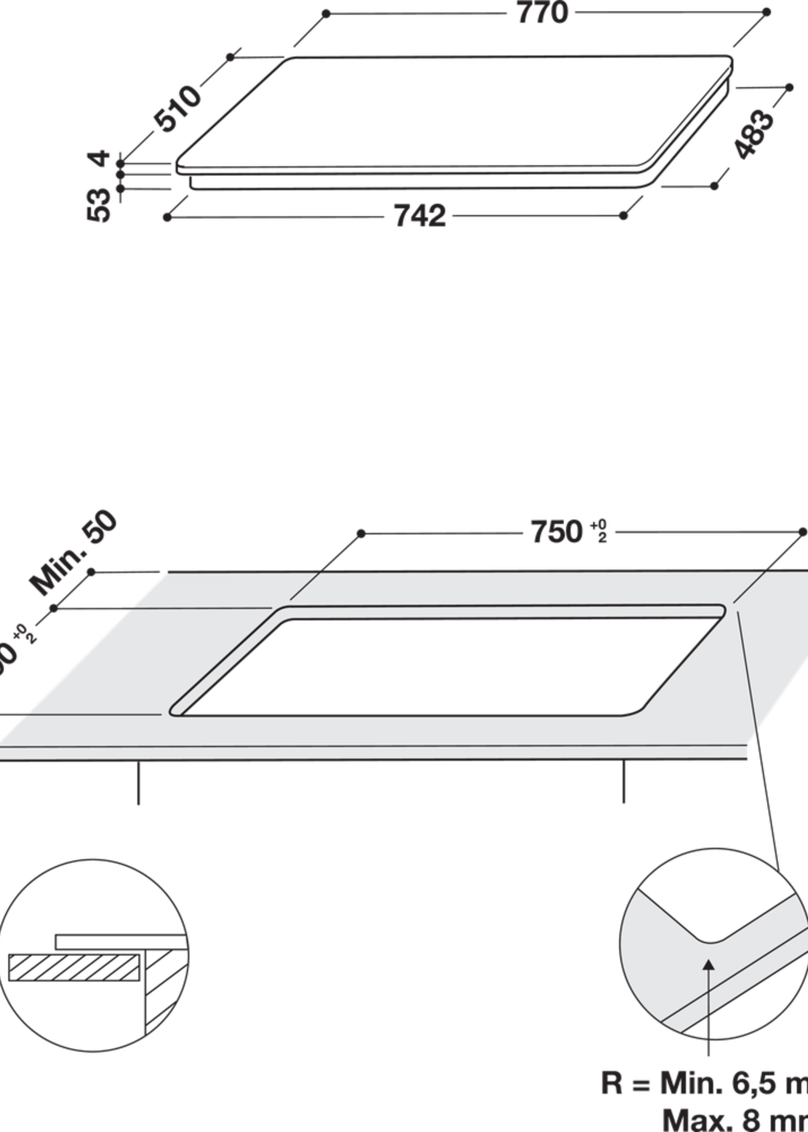 Whirlpool WIB93LMX Inductie kookplaat - 77 cm