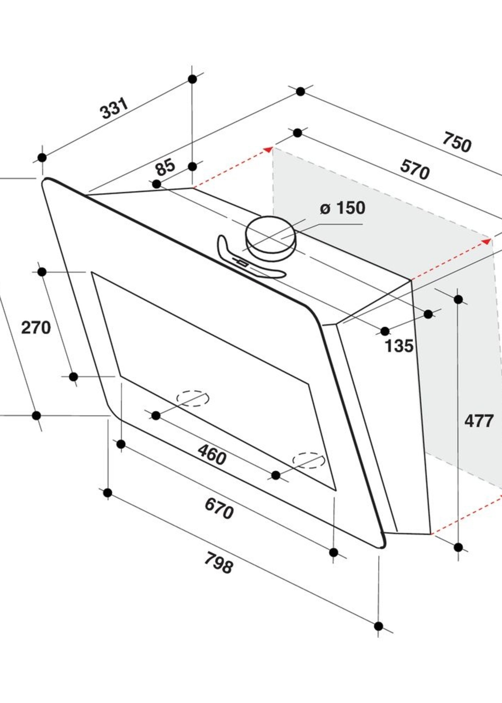 Whirlpool AKR8551GBL afzuigkap 80 cm