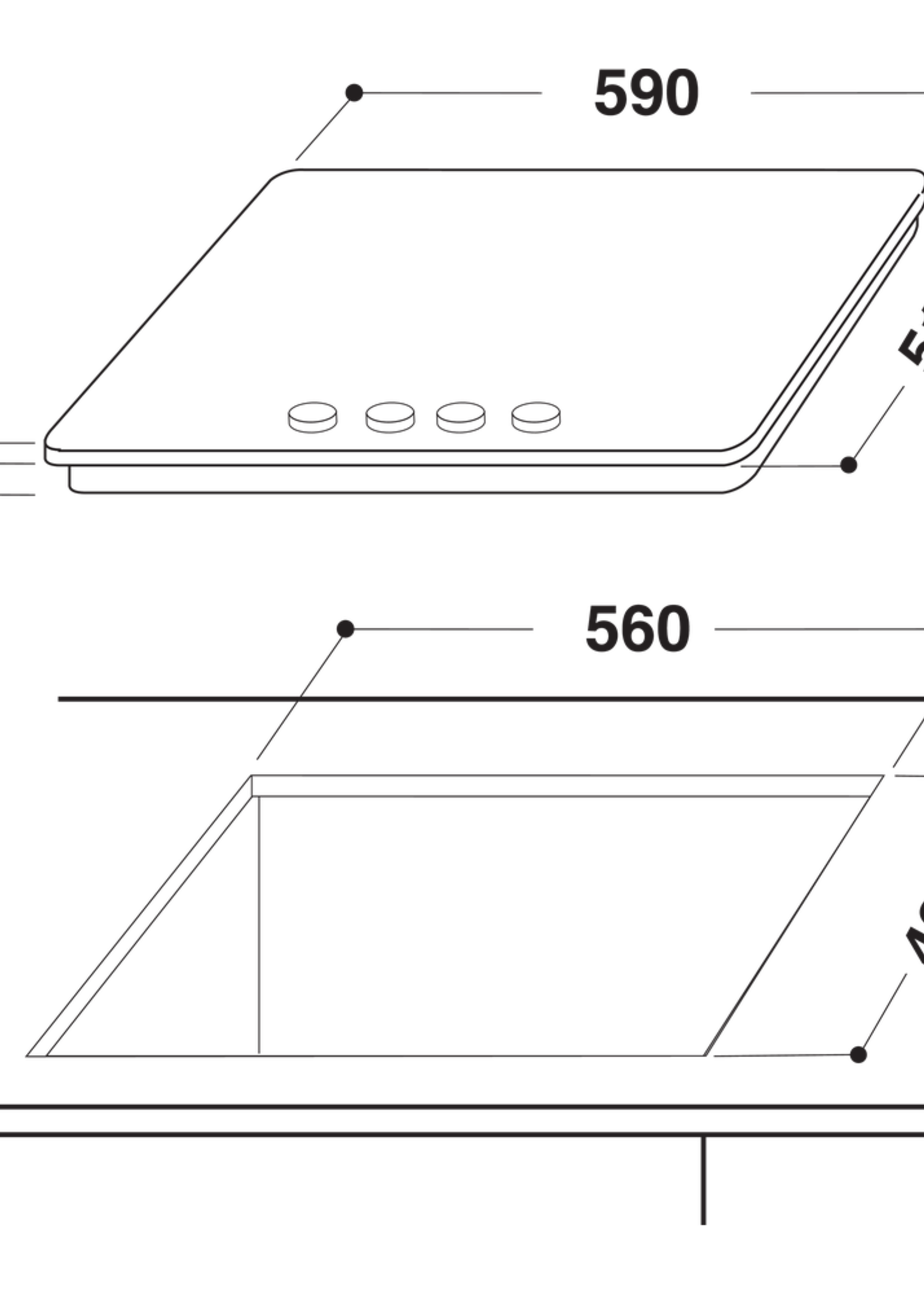 Whirlpool GOR6414NB inbouw gaskookplaat