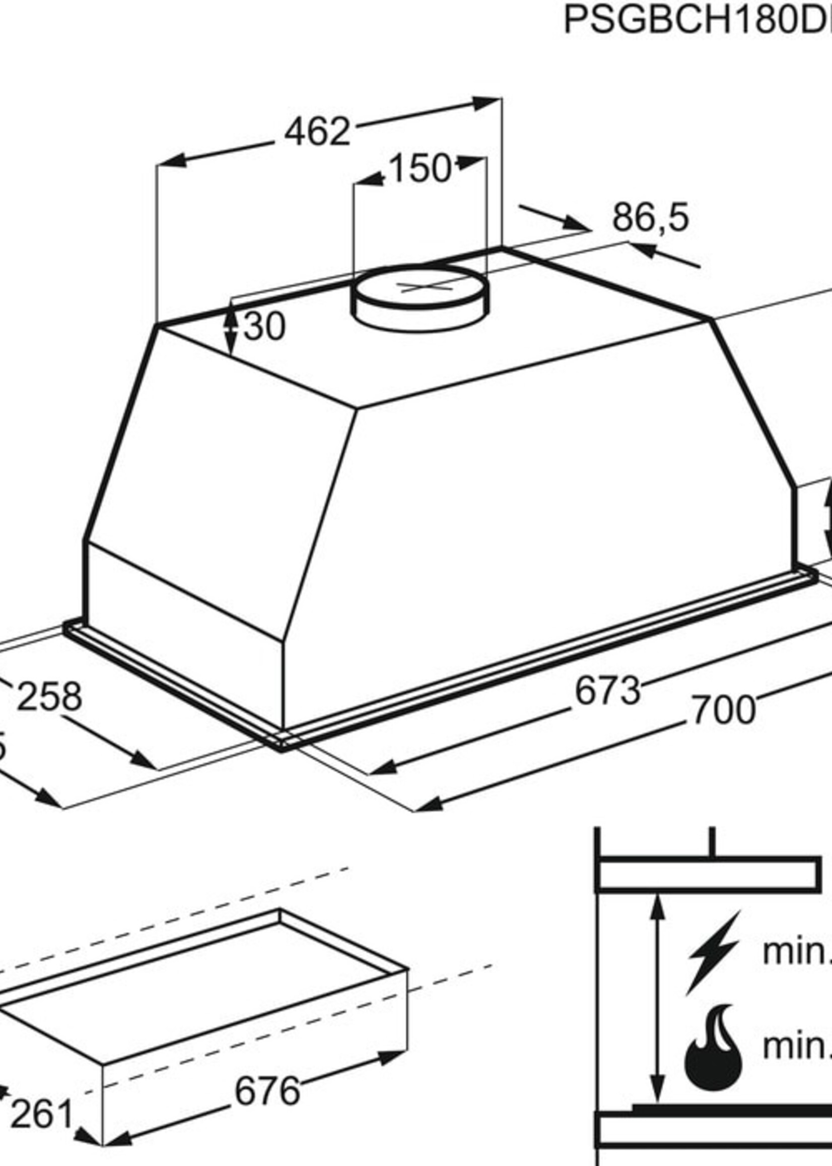 AEG DGB3850M afzuigkap 70 cm