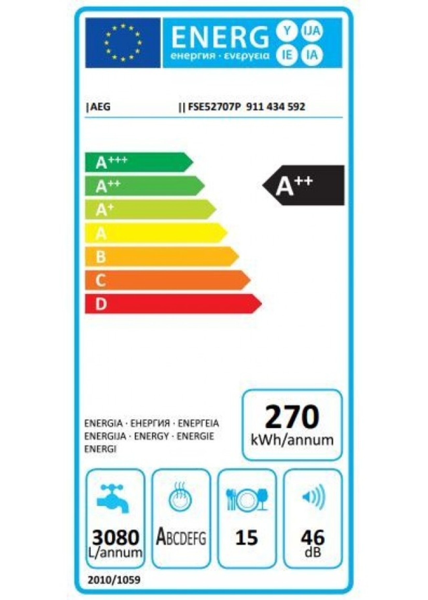 AEG FSE52707P inbouwvaatwasser