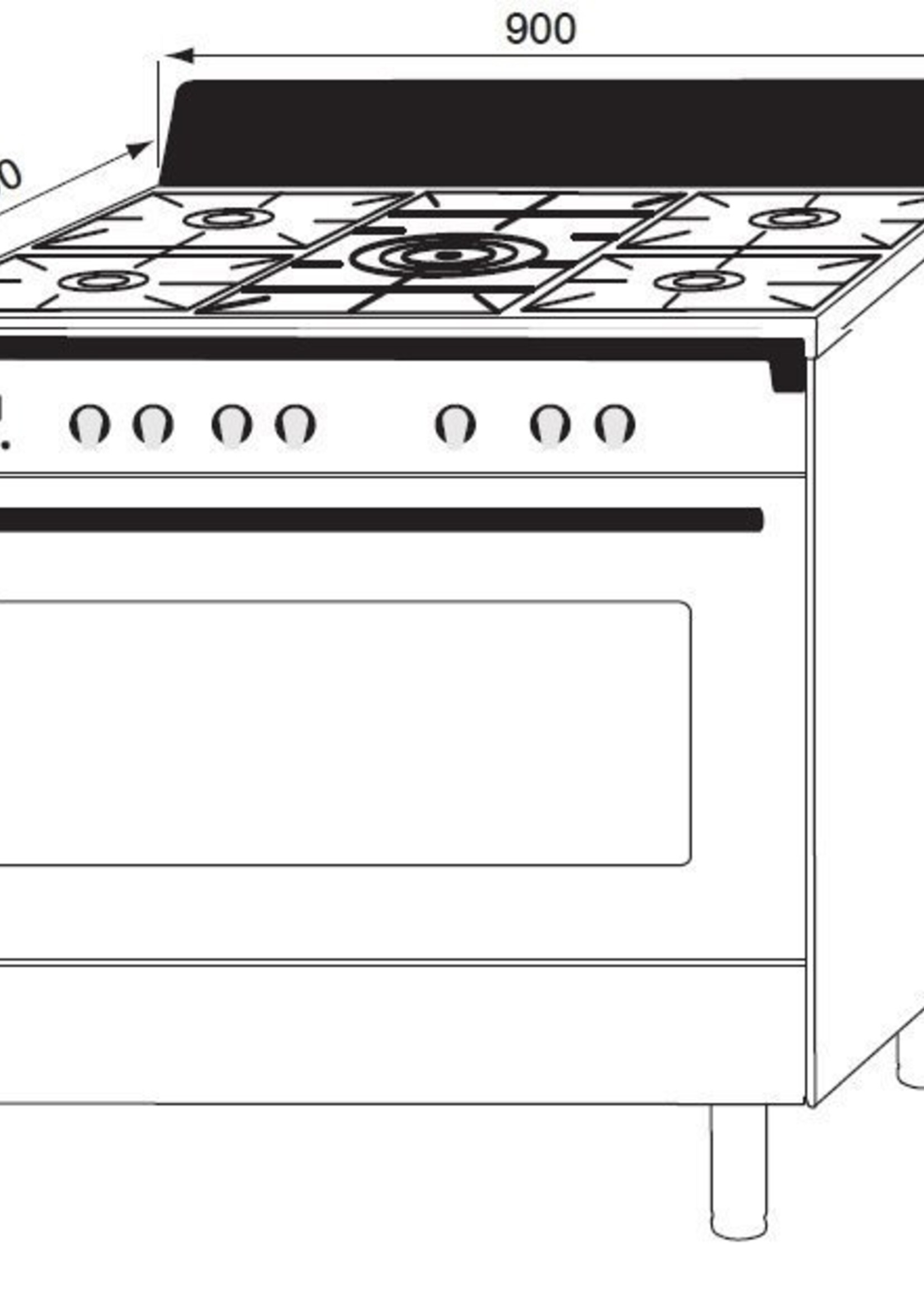 Boretti CFBG901IX gasfornuis 90 cm