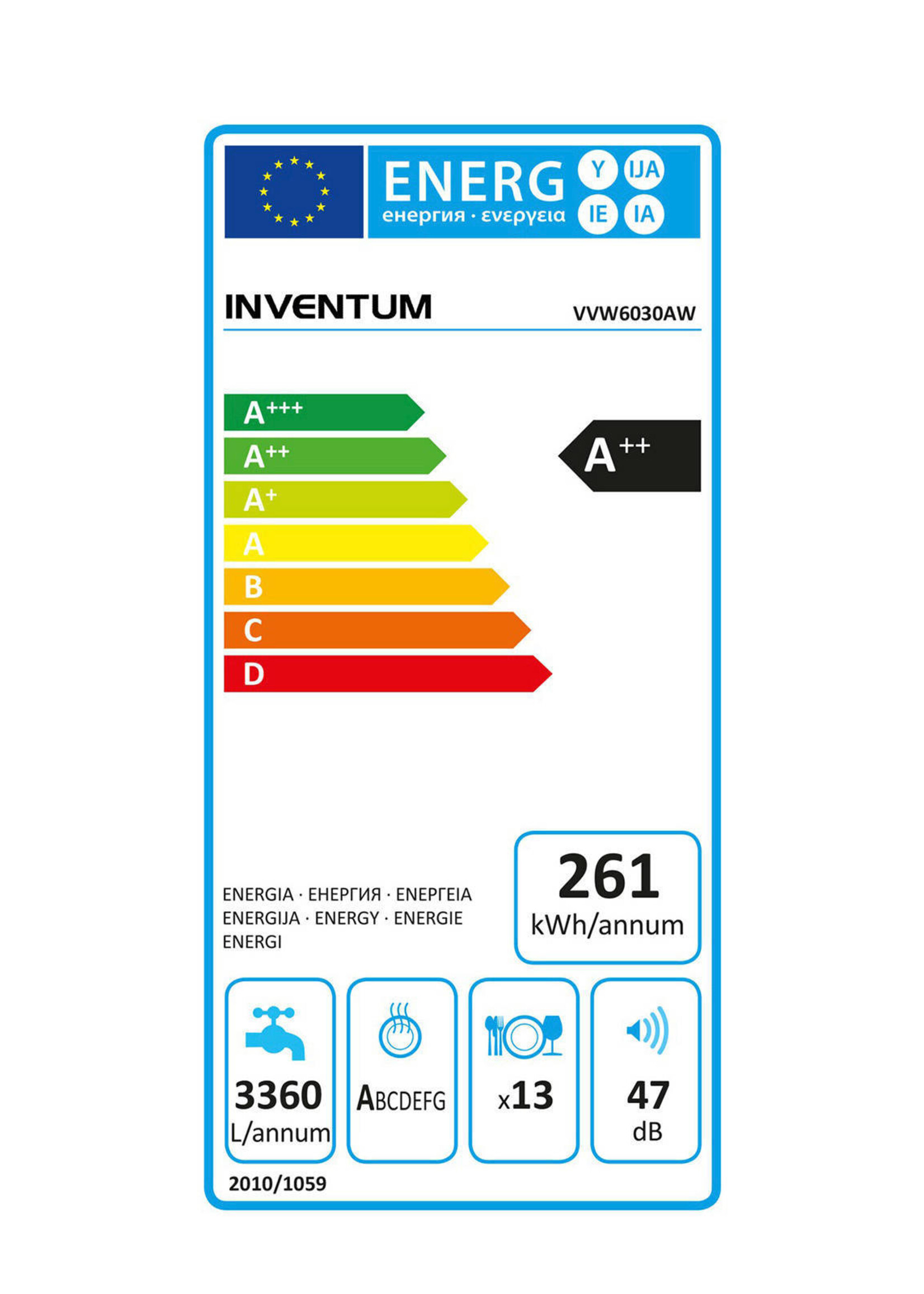 Inventum VVW6030AW vrijstaande vaatwasser