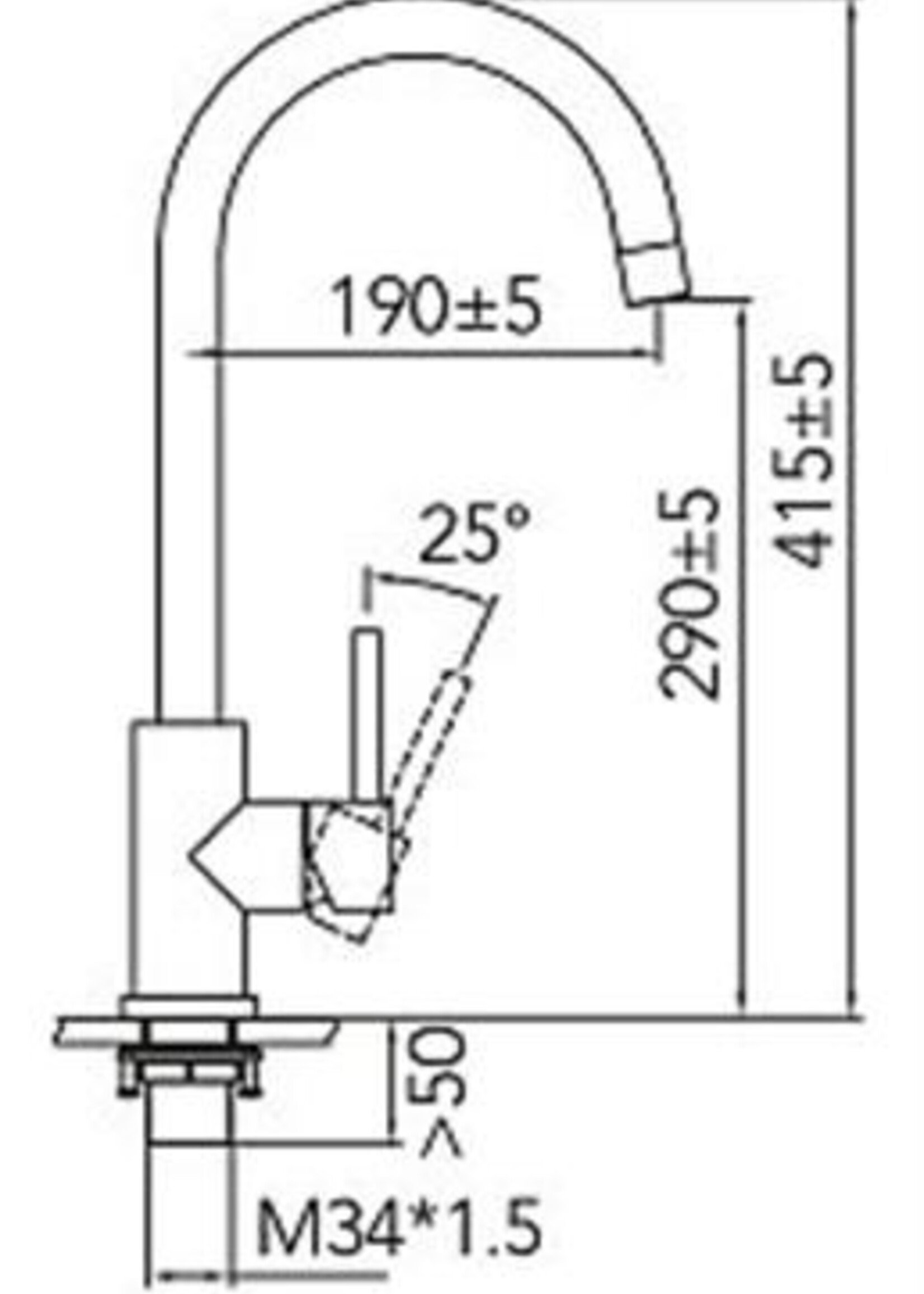 Caressi CA105BKECOPLUS keukenkraan