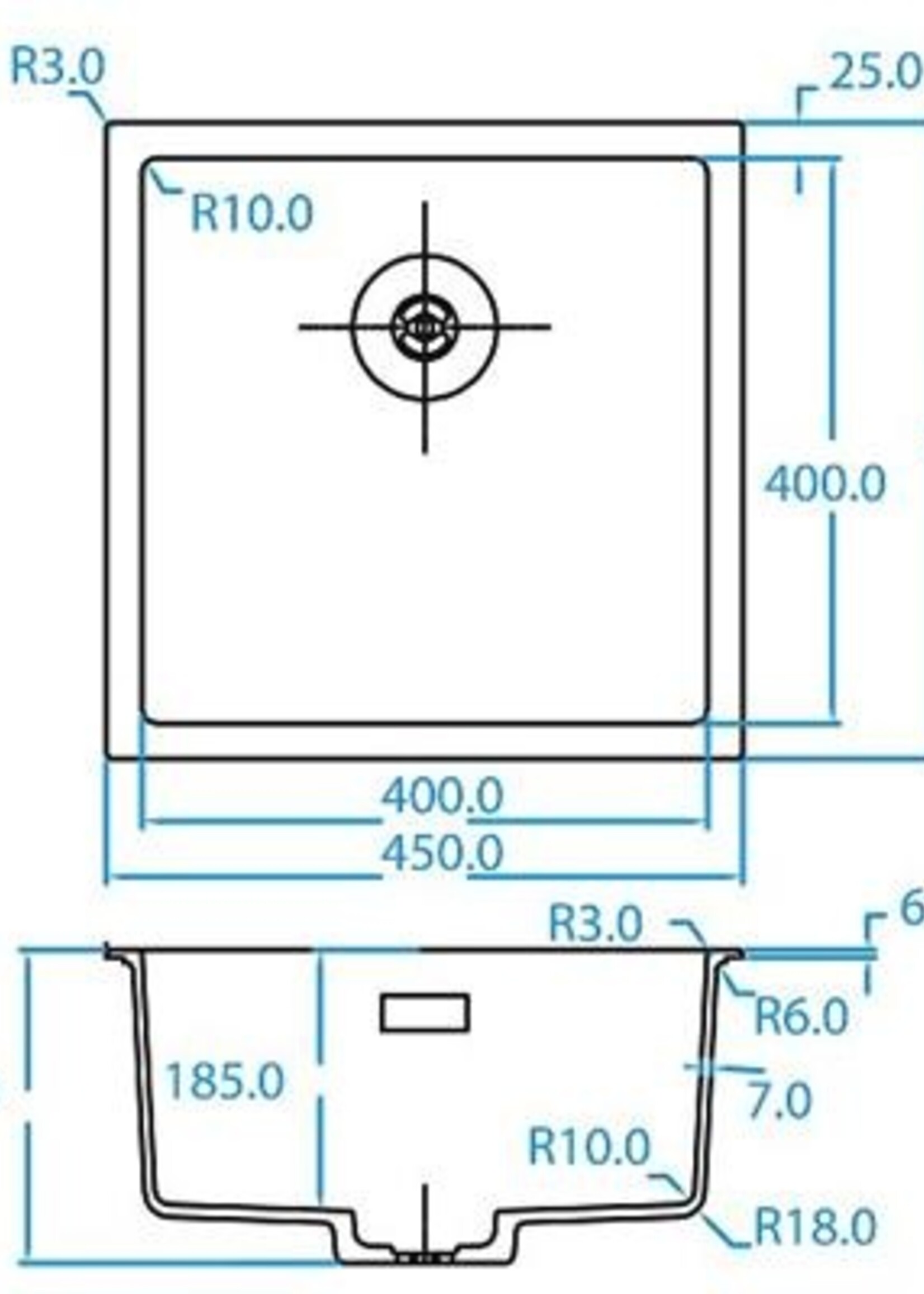 Caressi CAGRPP40BKTU keuken spoelbak