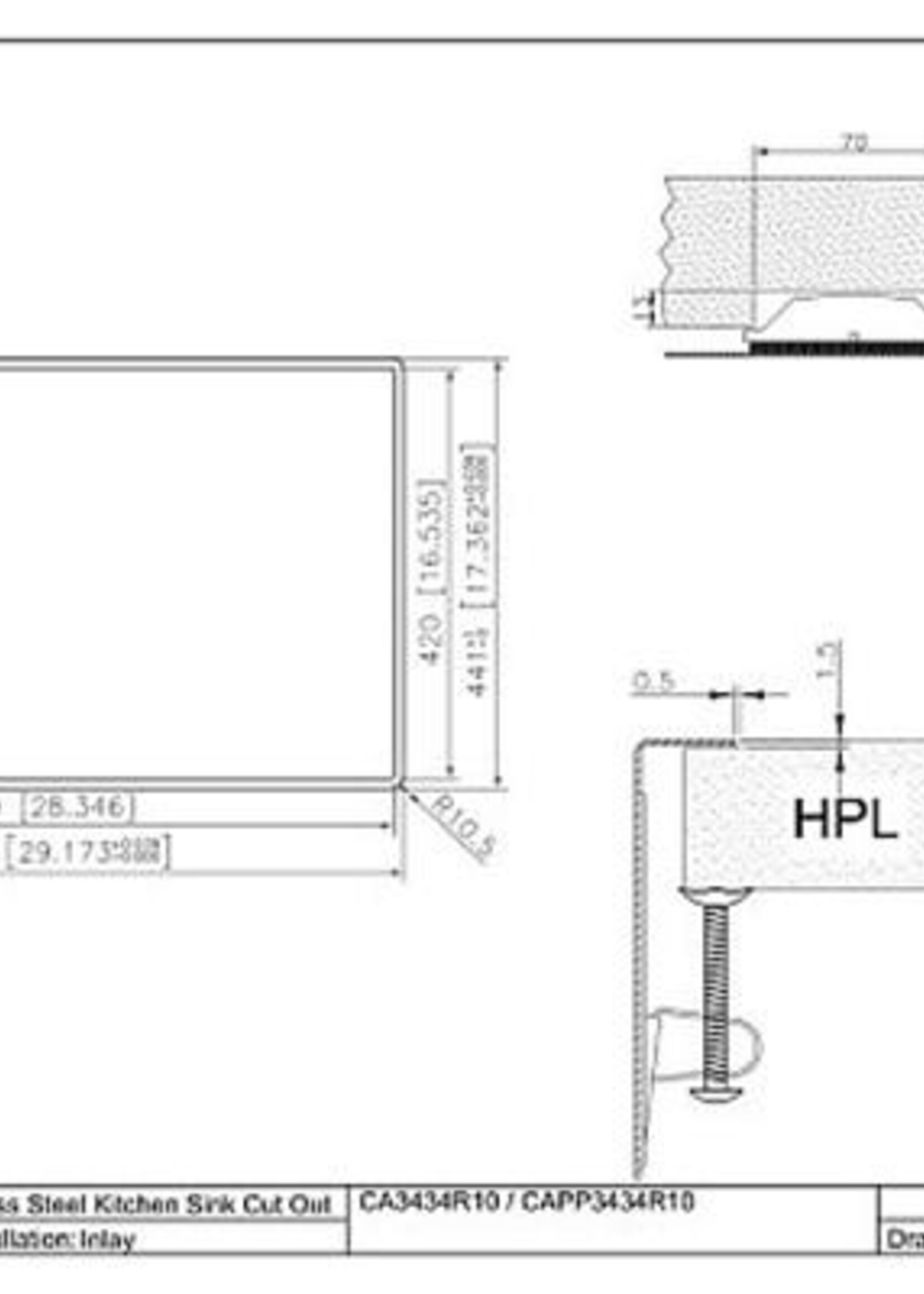 Caressi CAPP3434R10 keuken spoelbak