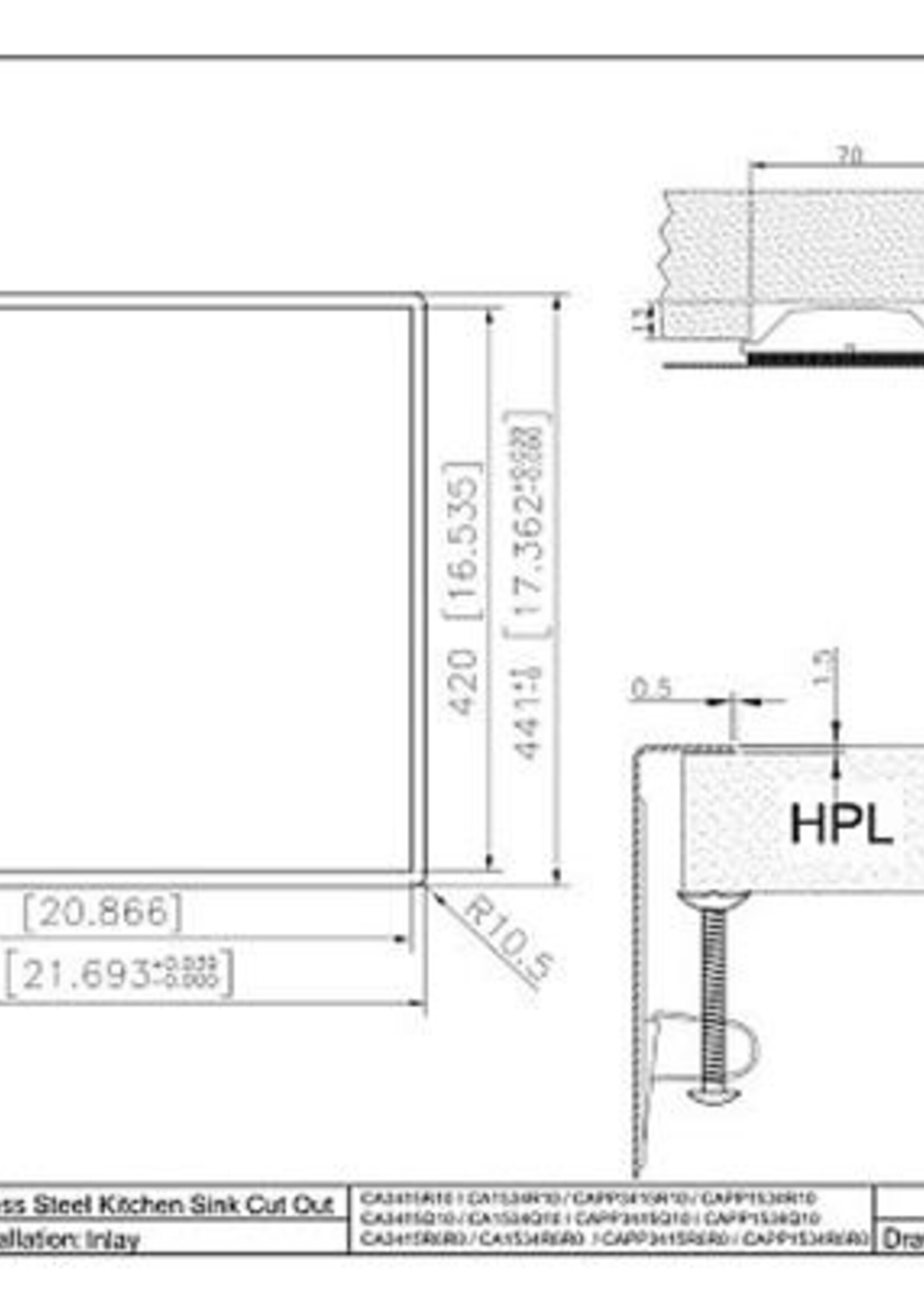 Caressi CAPP1534Q10 keuken spoelbak