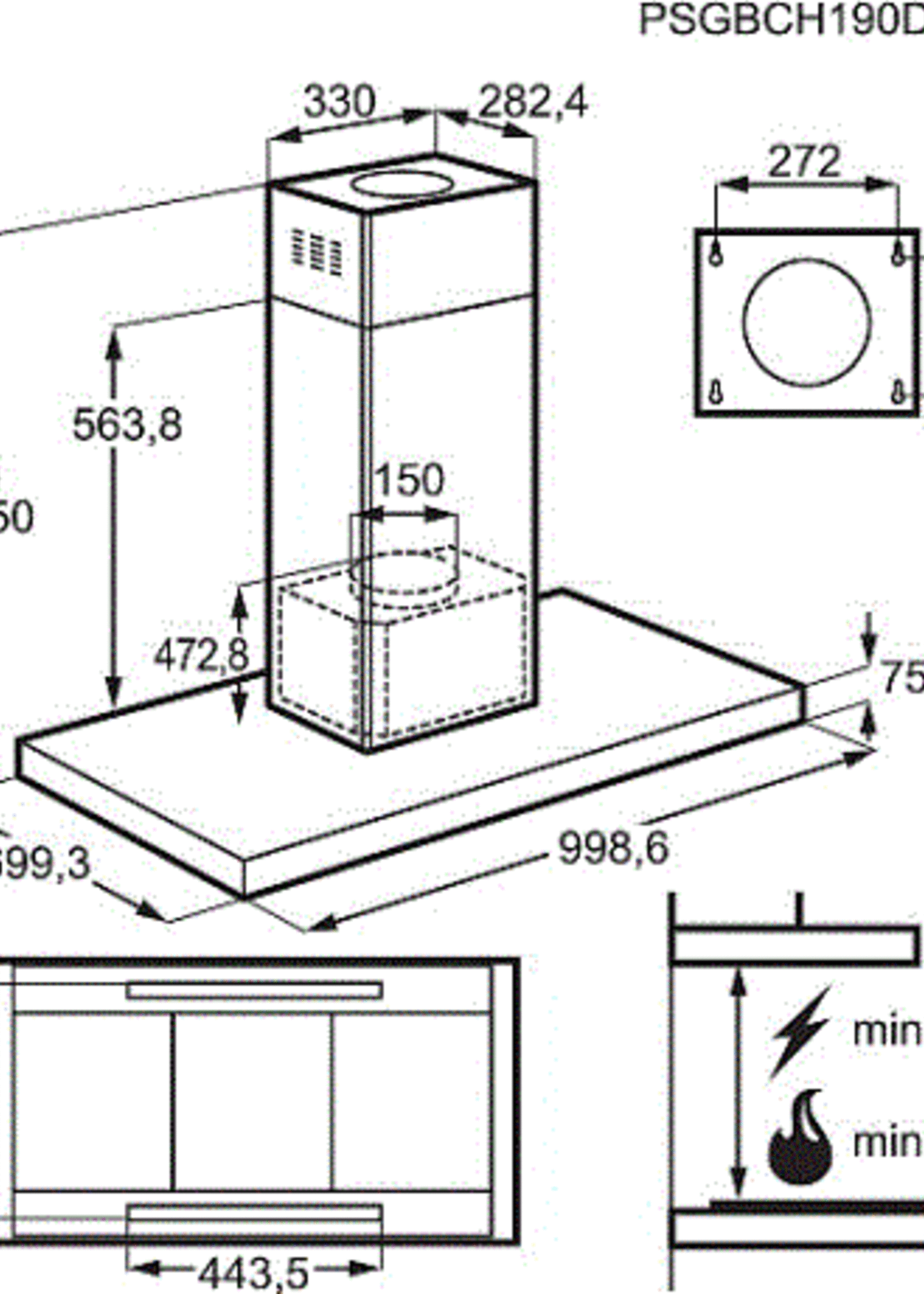 AEG DIK8190HG eilandafzuigkap 100cm