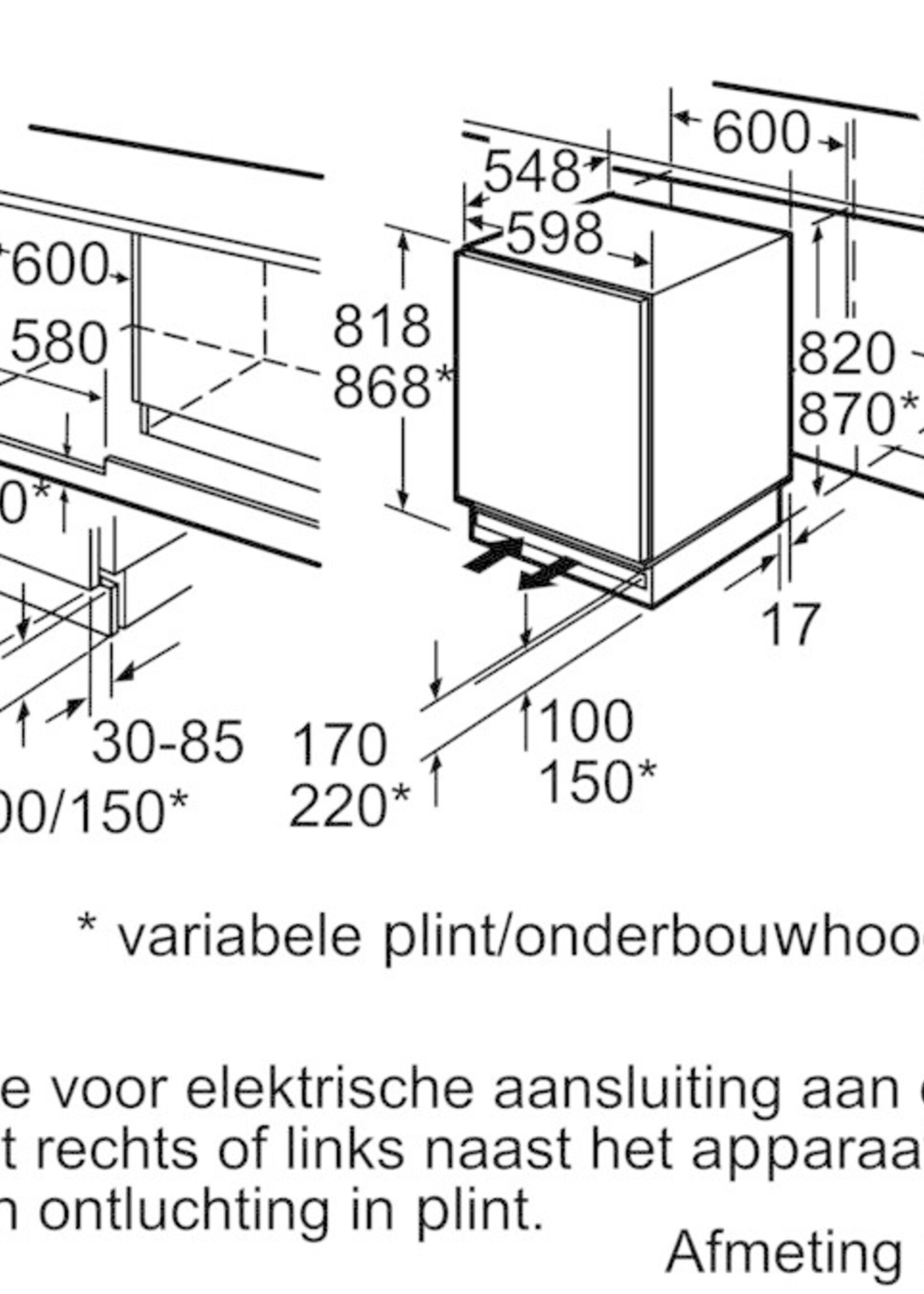 Siemens KU15RADF0 onderbouw koelkast