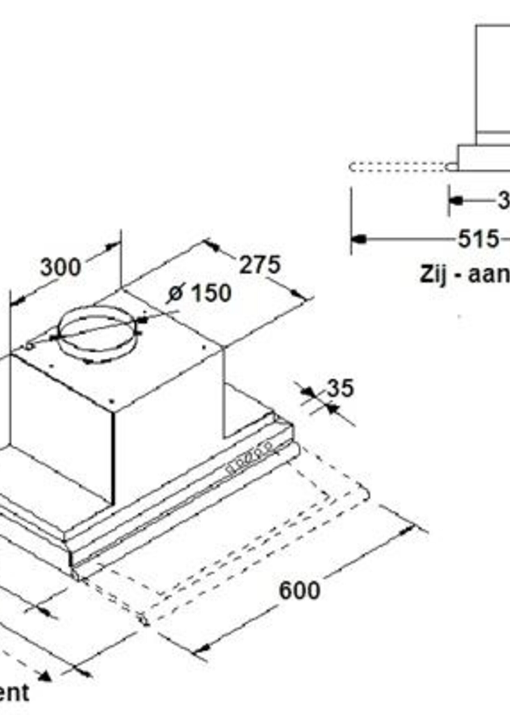 Airo Design CW7506 vlakscherm afzuigkap