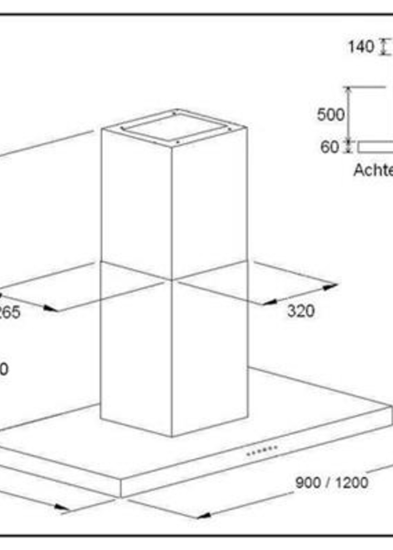 Airo Design CI3009 eilandschouw afzuigkap 90 cm
