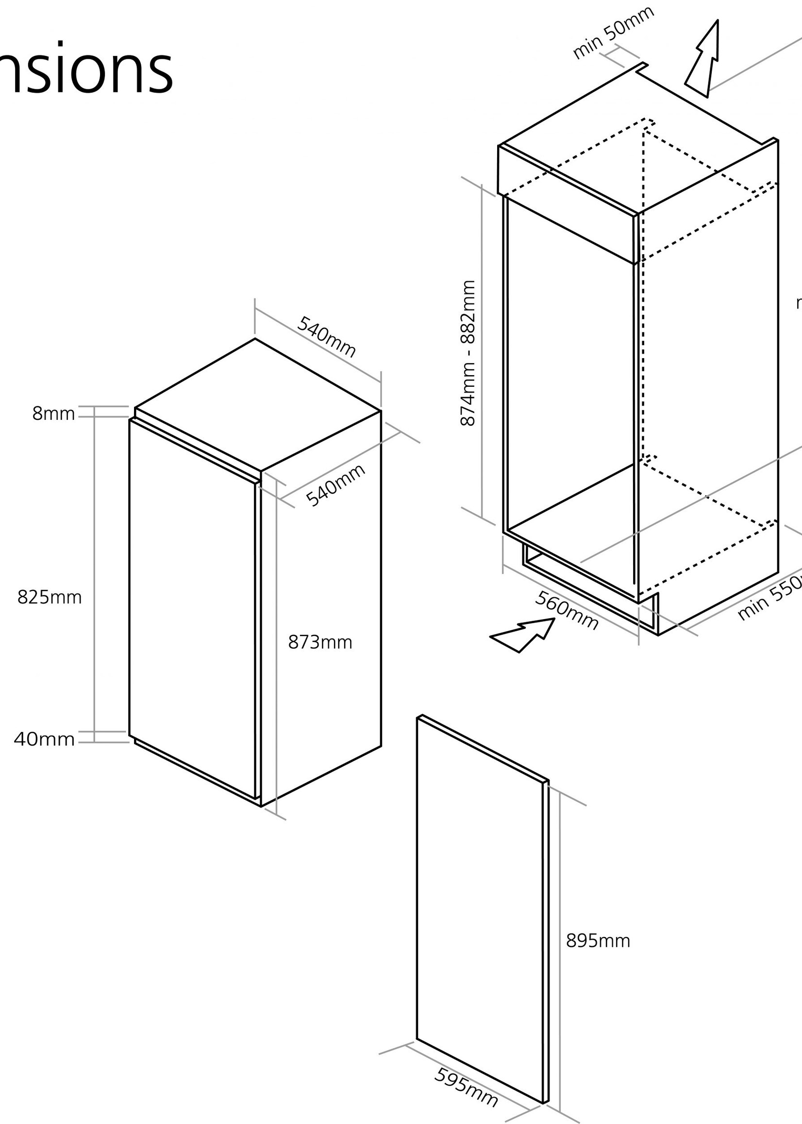 Airo Design RIF89 inbouw koelkast