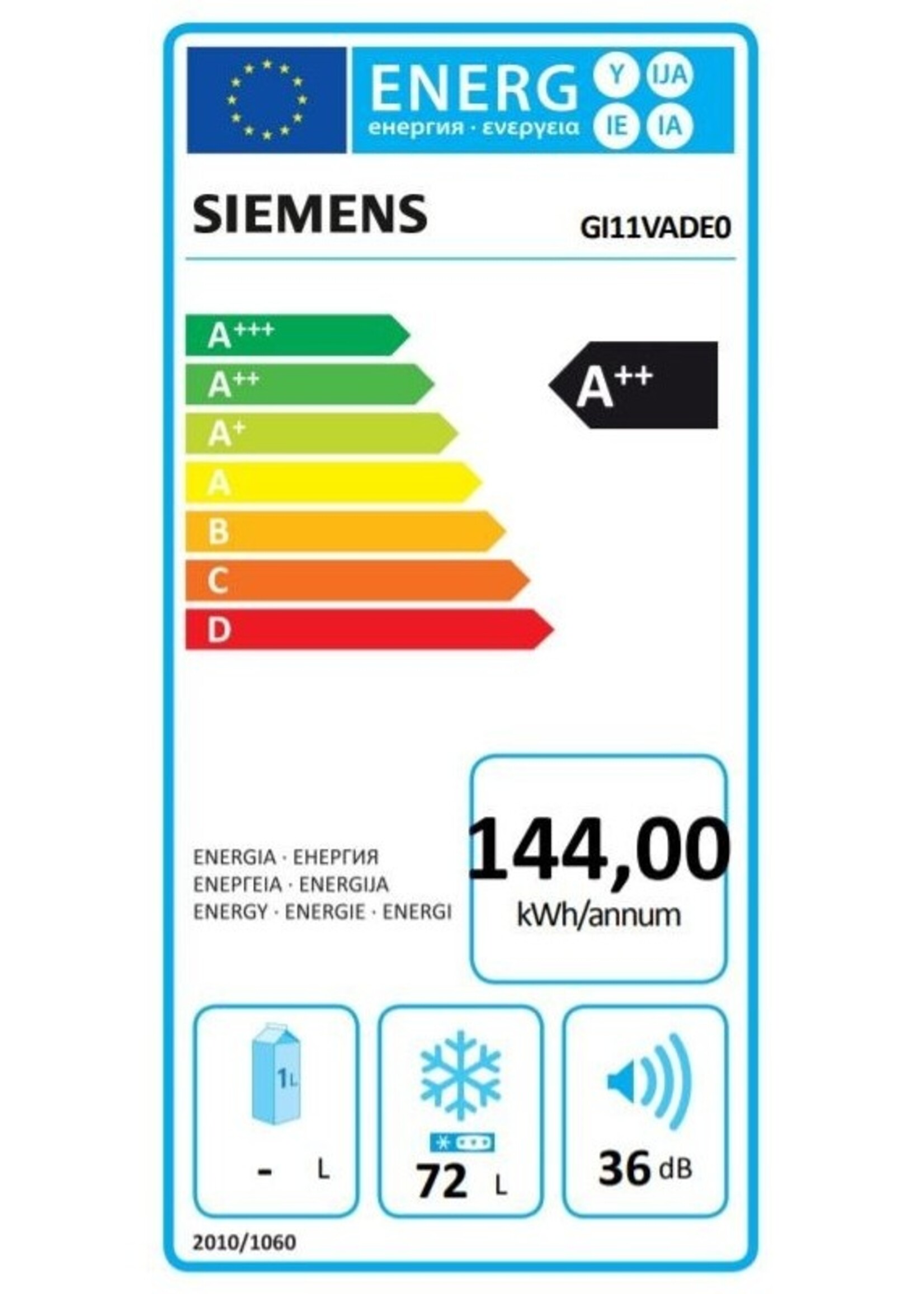 Siemens GI11VADE0 inbouw vriezer