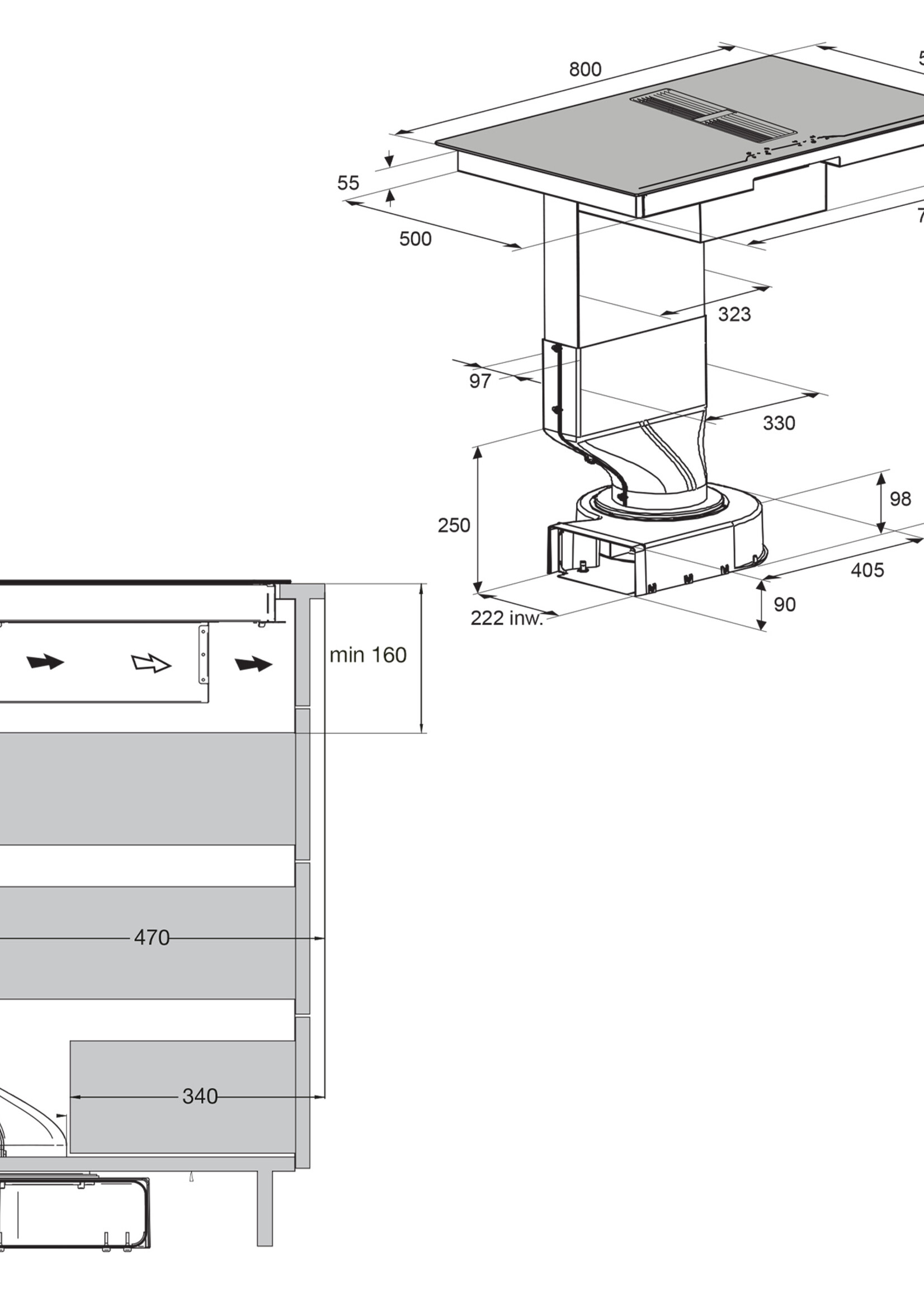 Etna AKI480ZT inductie kookplaat met afzuiging - 80 cm